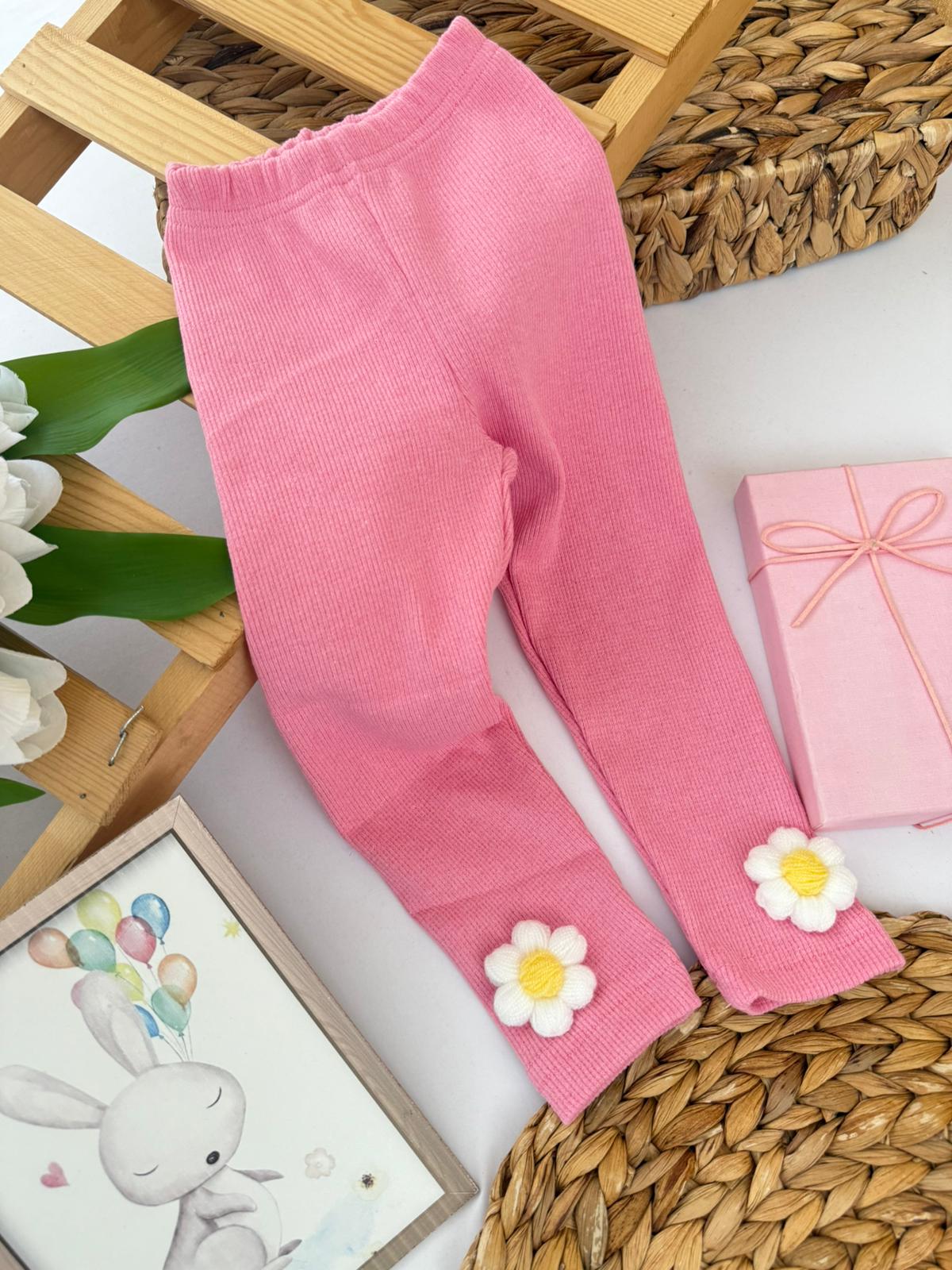 Kız Çocuk Pembe Papatyalı Tayt