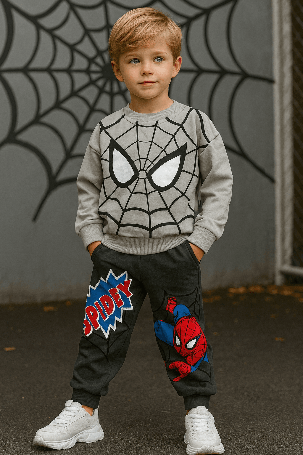Erkek Çocuk Gri Spiderman Takım
