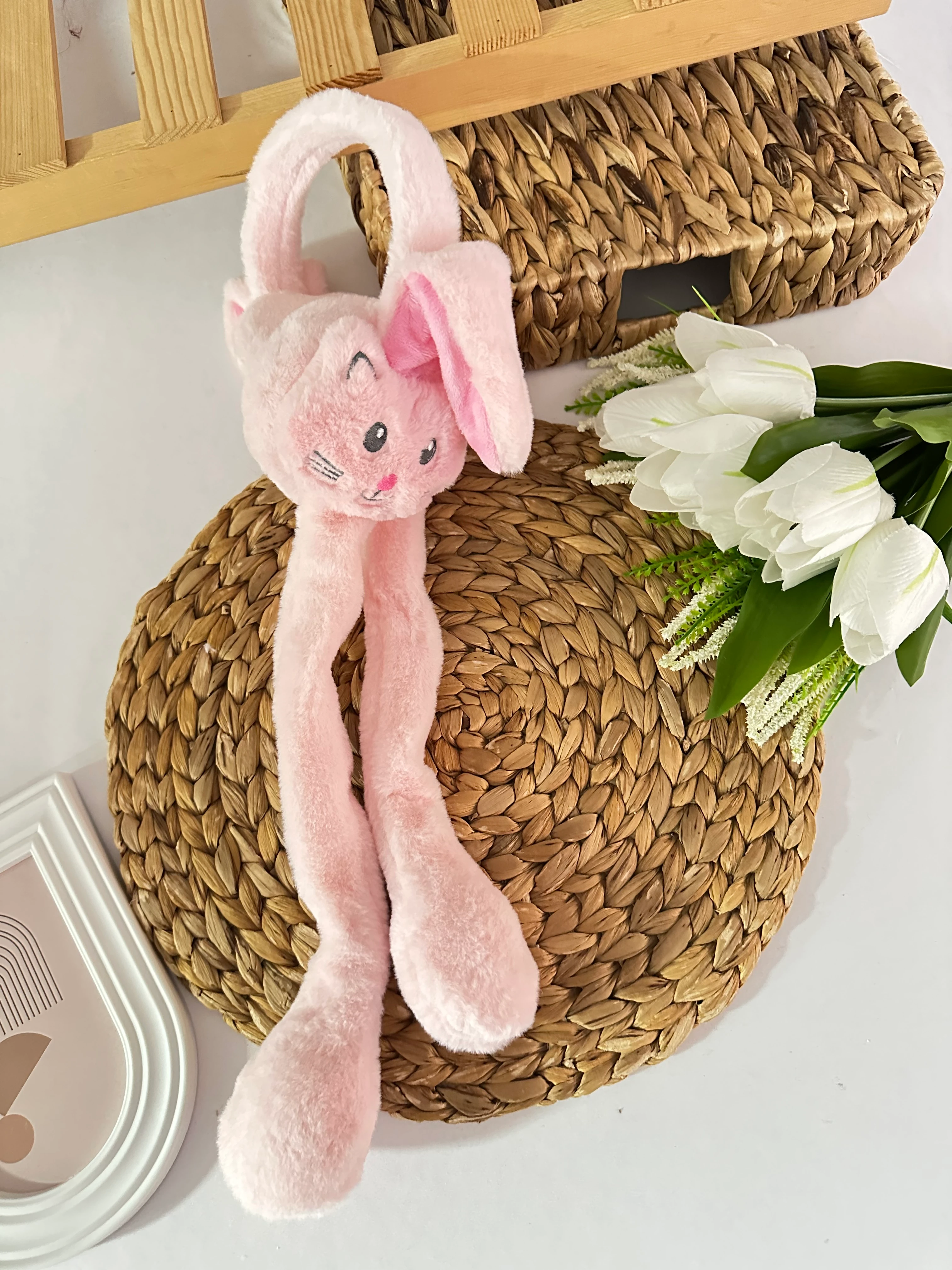 Kız Çocuk Pembe Kedi Figürlü Kulaklık