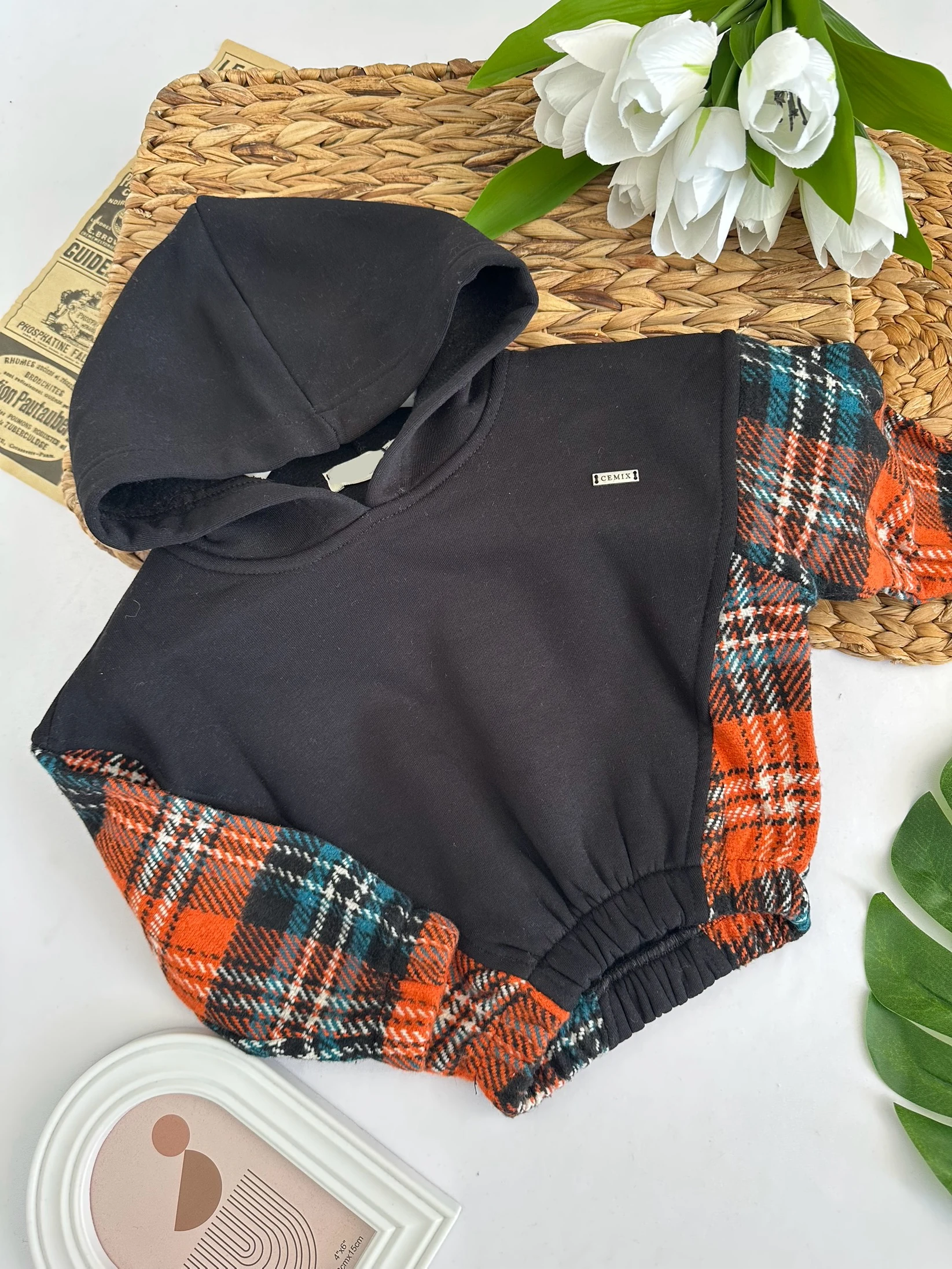 Kız Çocuk Siyah Yanları Ekose Sweat