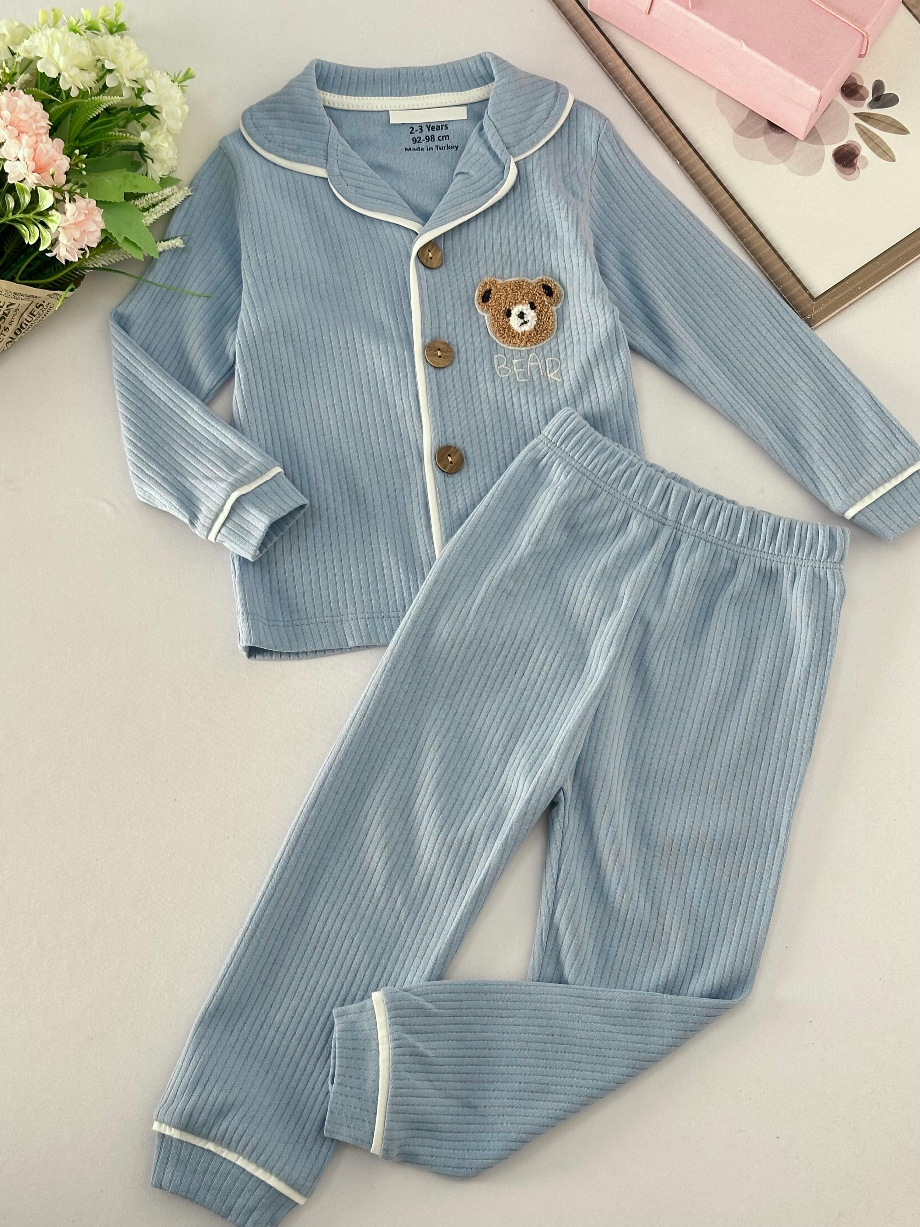 Erkek Çocuk Mavi Ayıcıklı Pijama Takımı