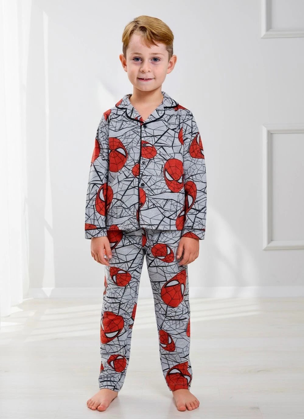 Erkek Çocuk Gri Spiderman Desenli Alt-Üst Takım