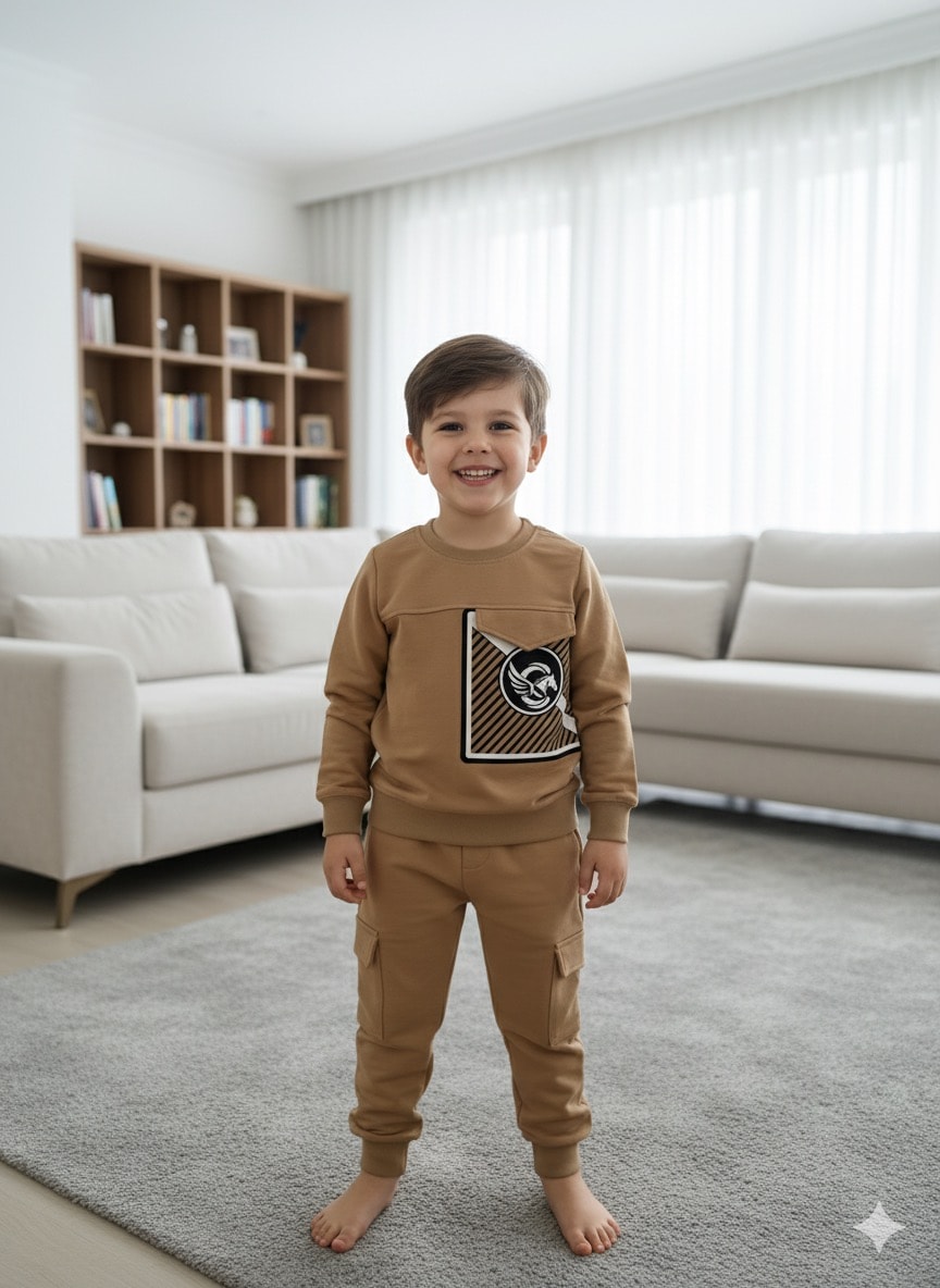Erkek Çocuk Kahve Önü Nakişlı Takım