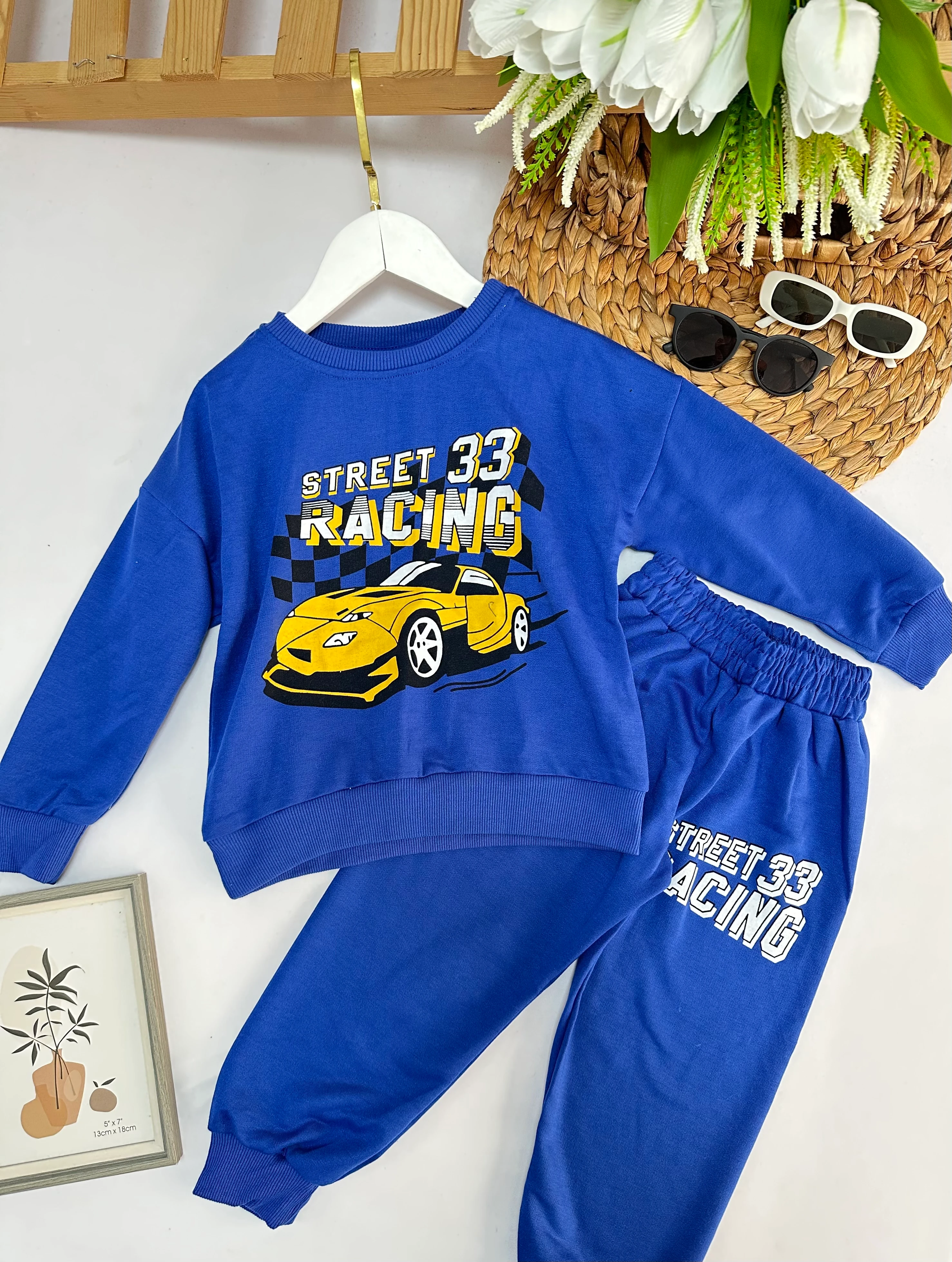 Erkek Çocuk Mavi Street Baskılı Takım