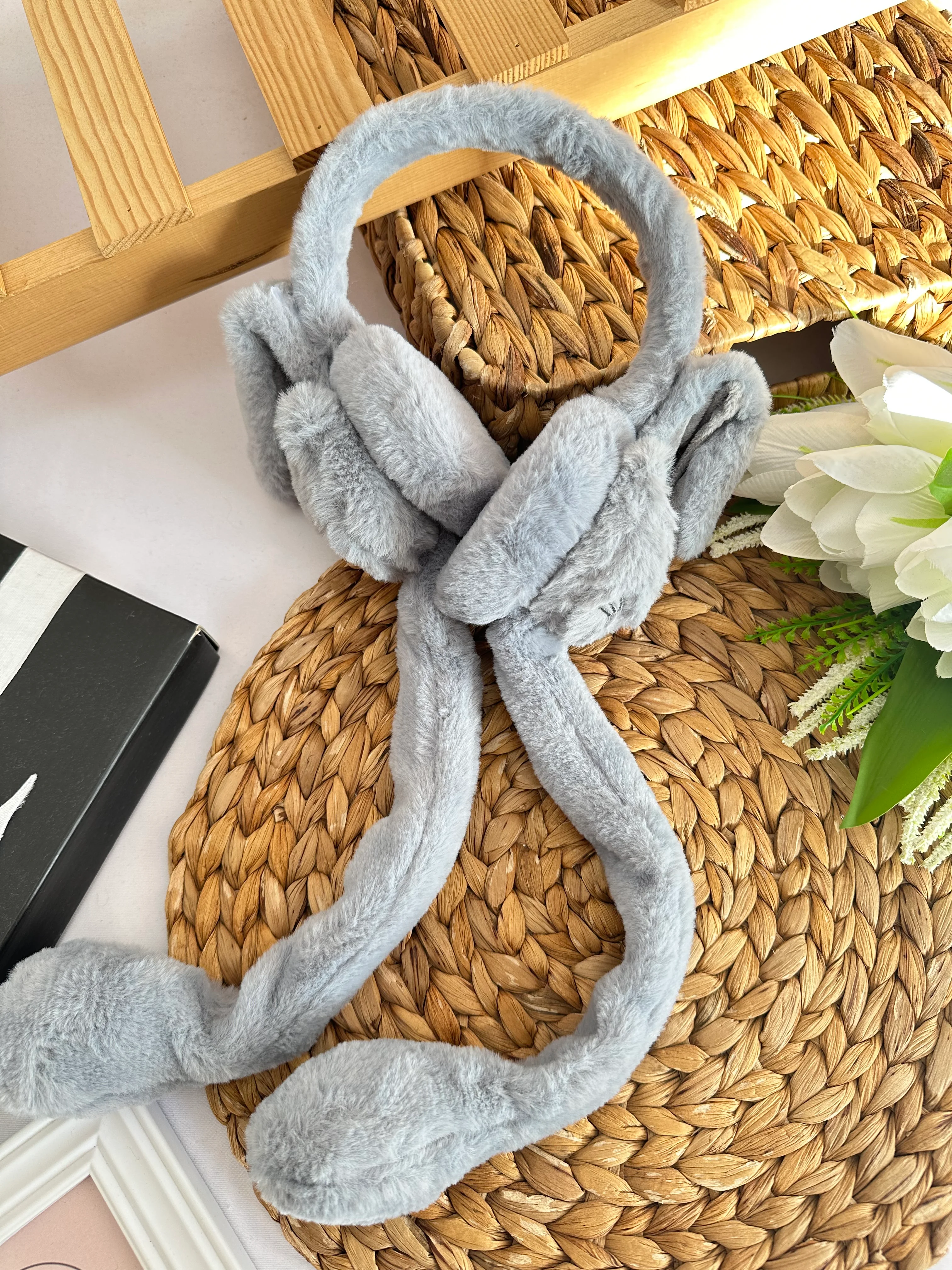 Kız Çocuk Gri Kedi Figürlü Kulaklık