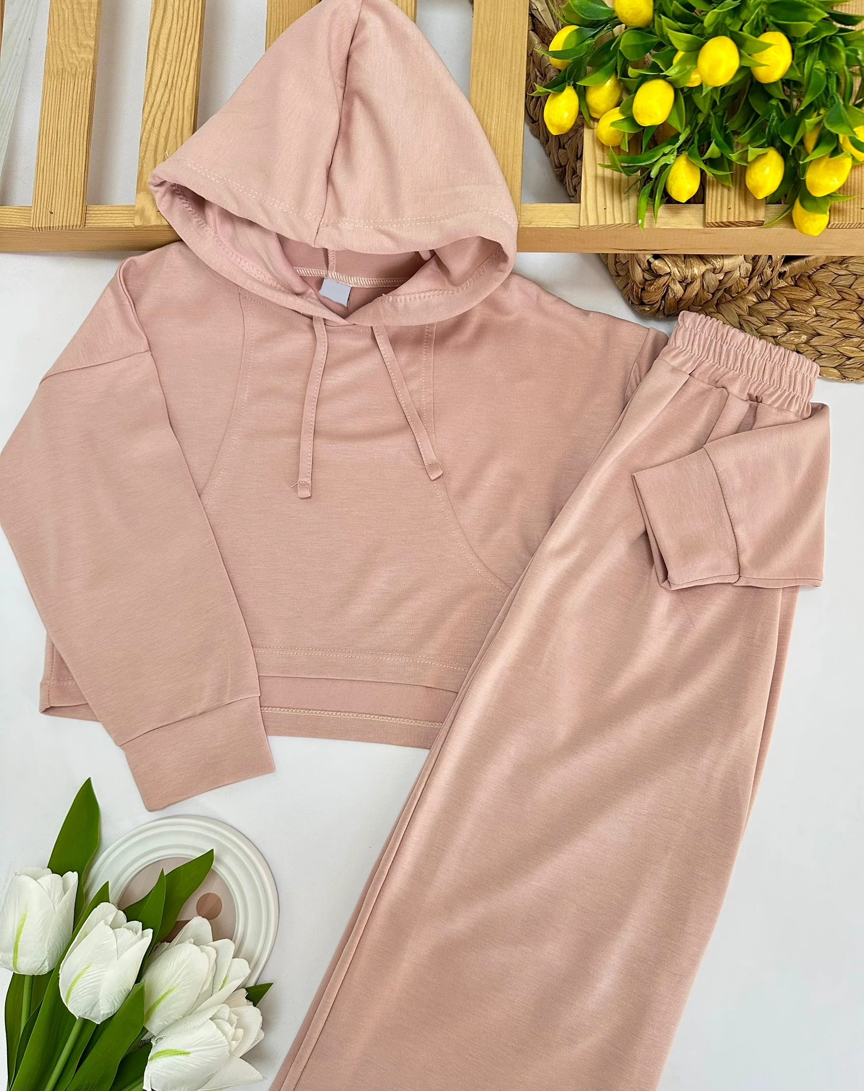 Kız Çocuk Pudra Oysho Kapüşonlu Takım