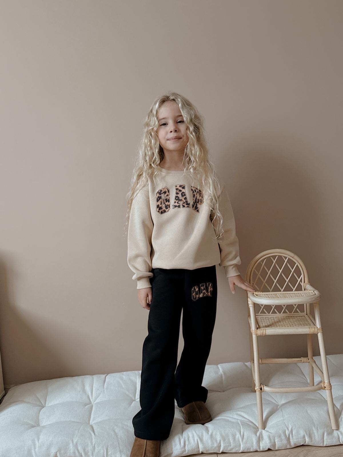 Kız Çocuk Ekru Marka Leopar Desenli 2'li Takım