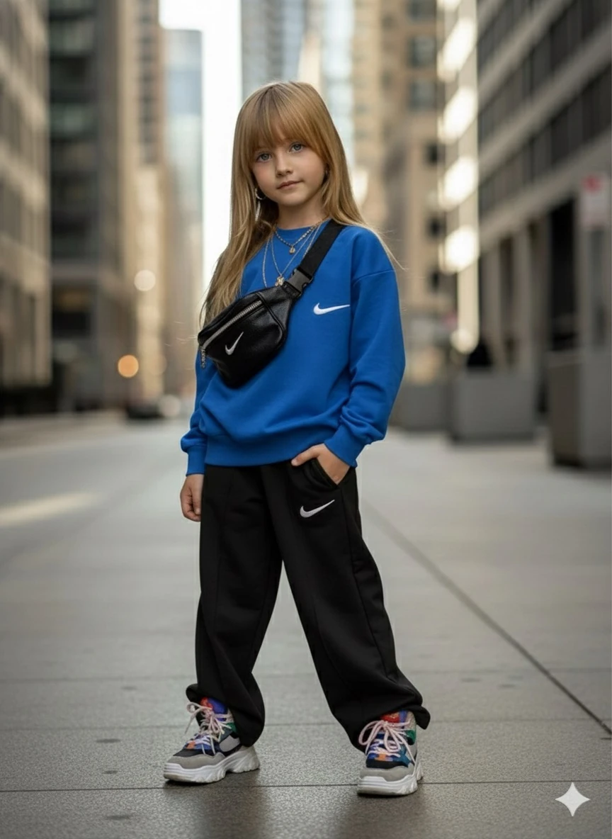  Çocuk Spor Baskılı Mavi Takım