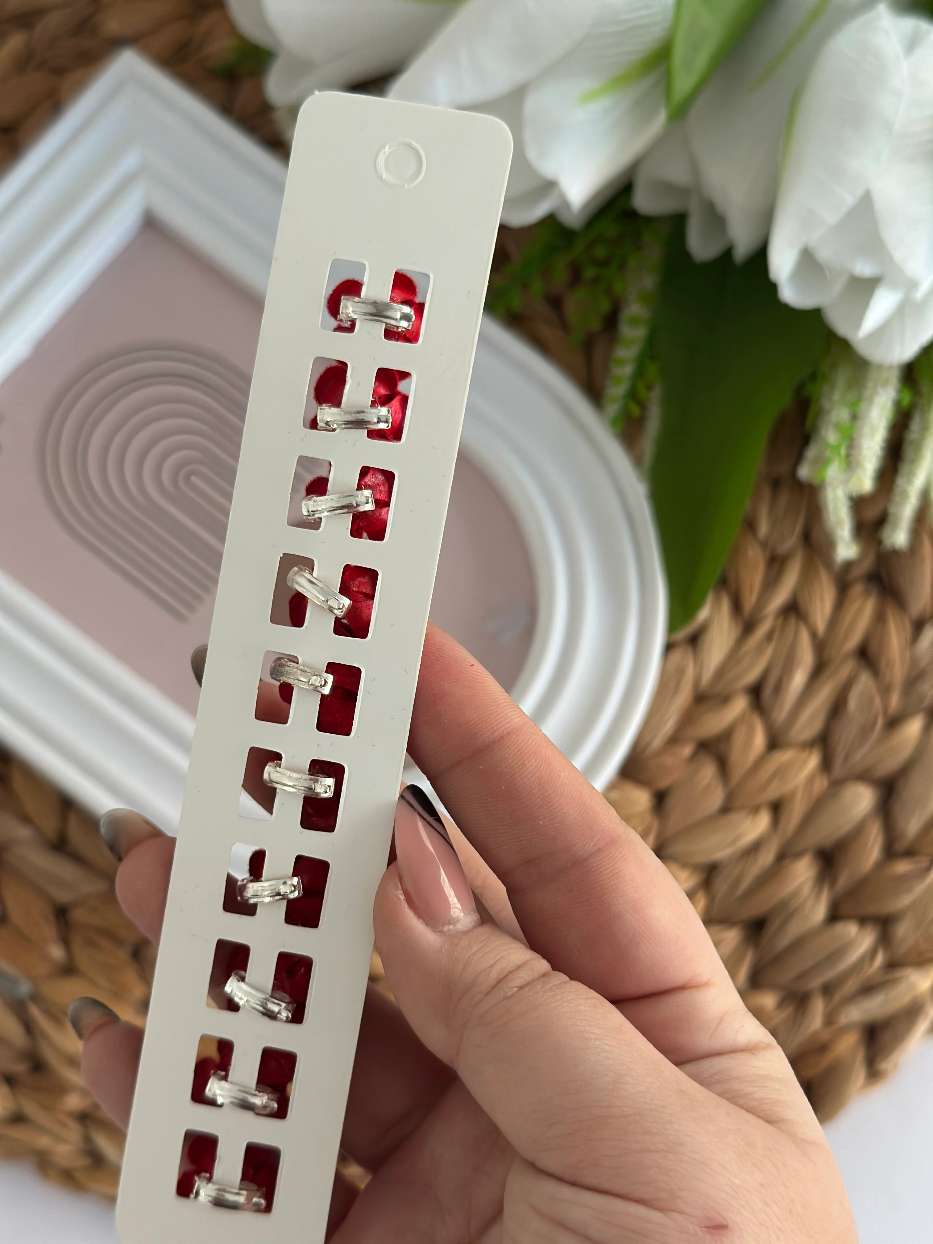 Kırmızı Gül 10'lu Charm Saç Yüzüğü