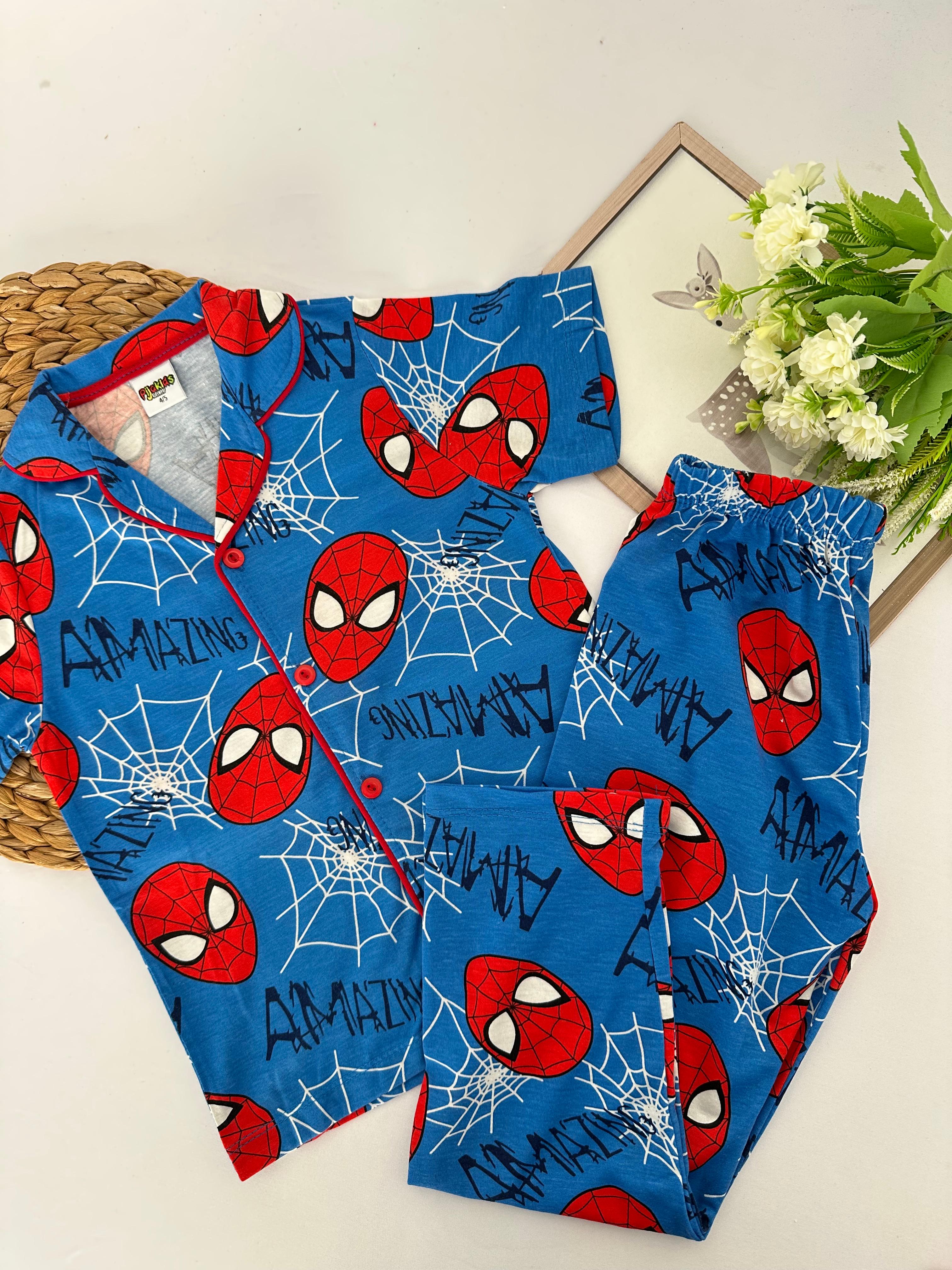 Erkek Çocuk Mavi Spiderman Pijama Takımı