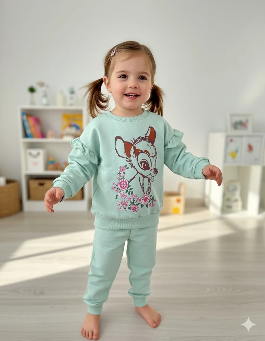 Kız Çocuk Su Yeşili Bambi Takım 