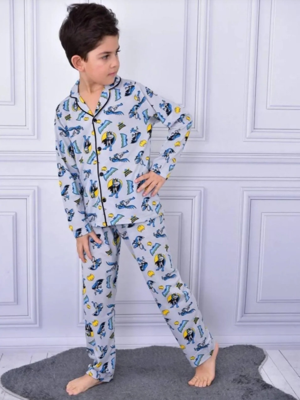 Erkek Çocuk Batman Desenli Pijama Takımı