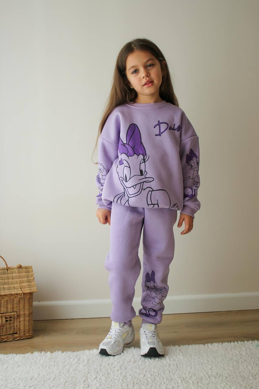 Kız Çocuk Mor Daisy Alt-Üst Takım