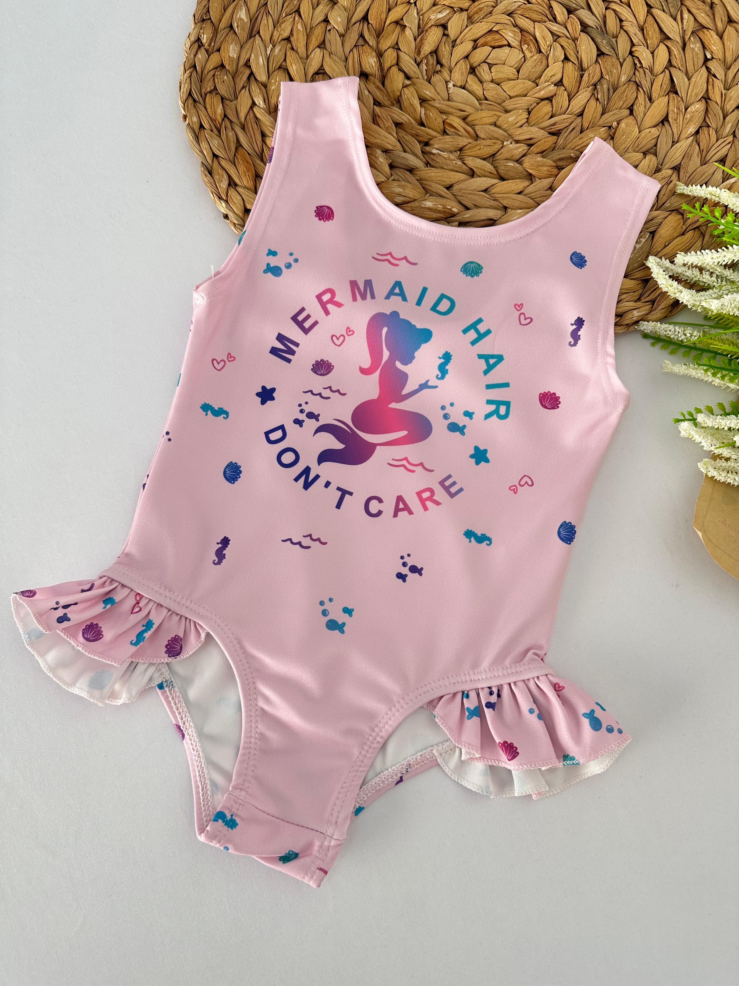 Kız Çocuk Pembe Mermaid Mayo