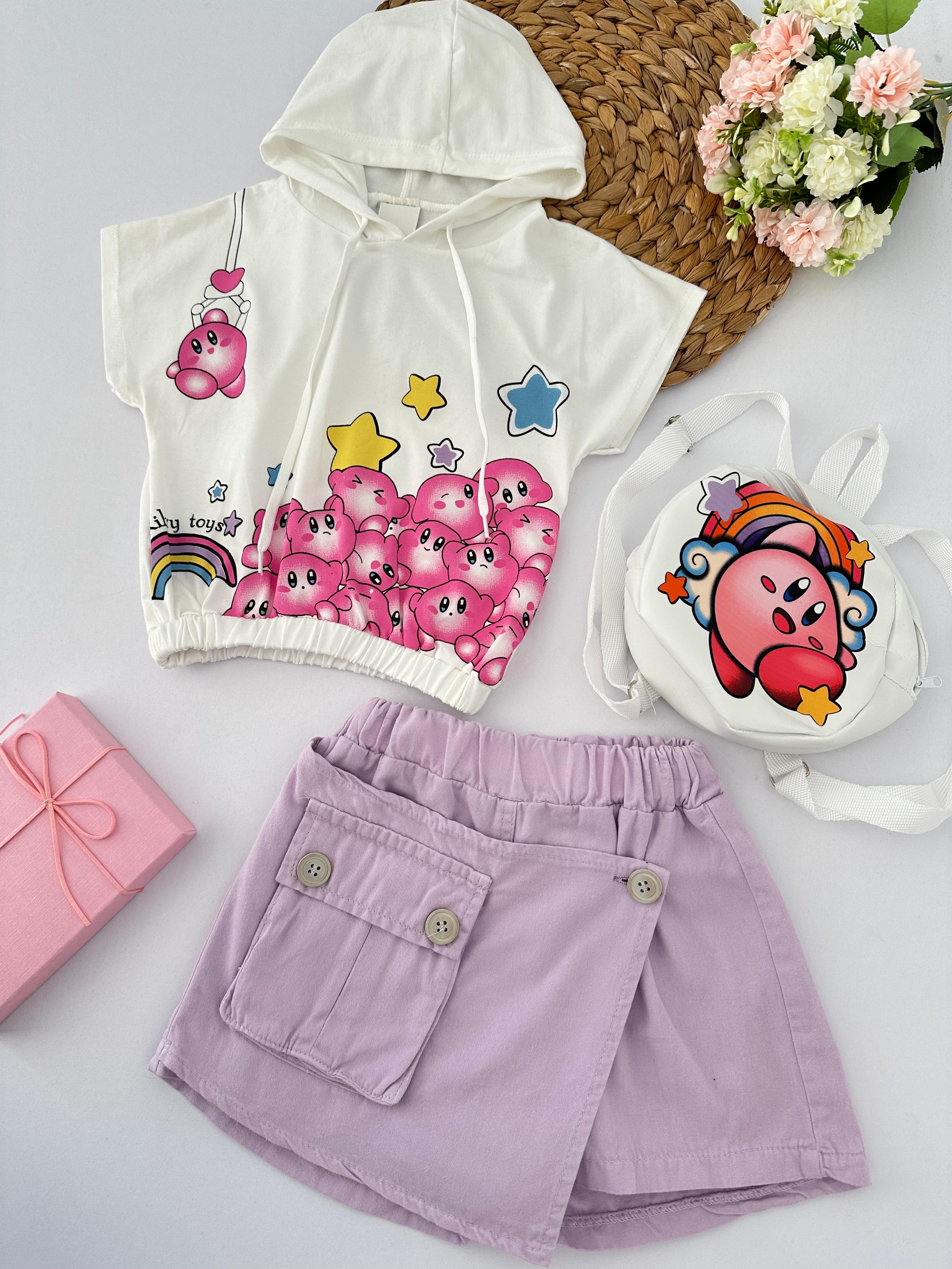 Kız Çocuk Lila Kirby Toys Kot Etek Çanta Takım
