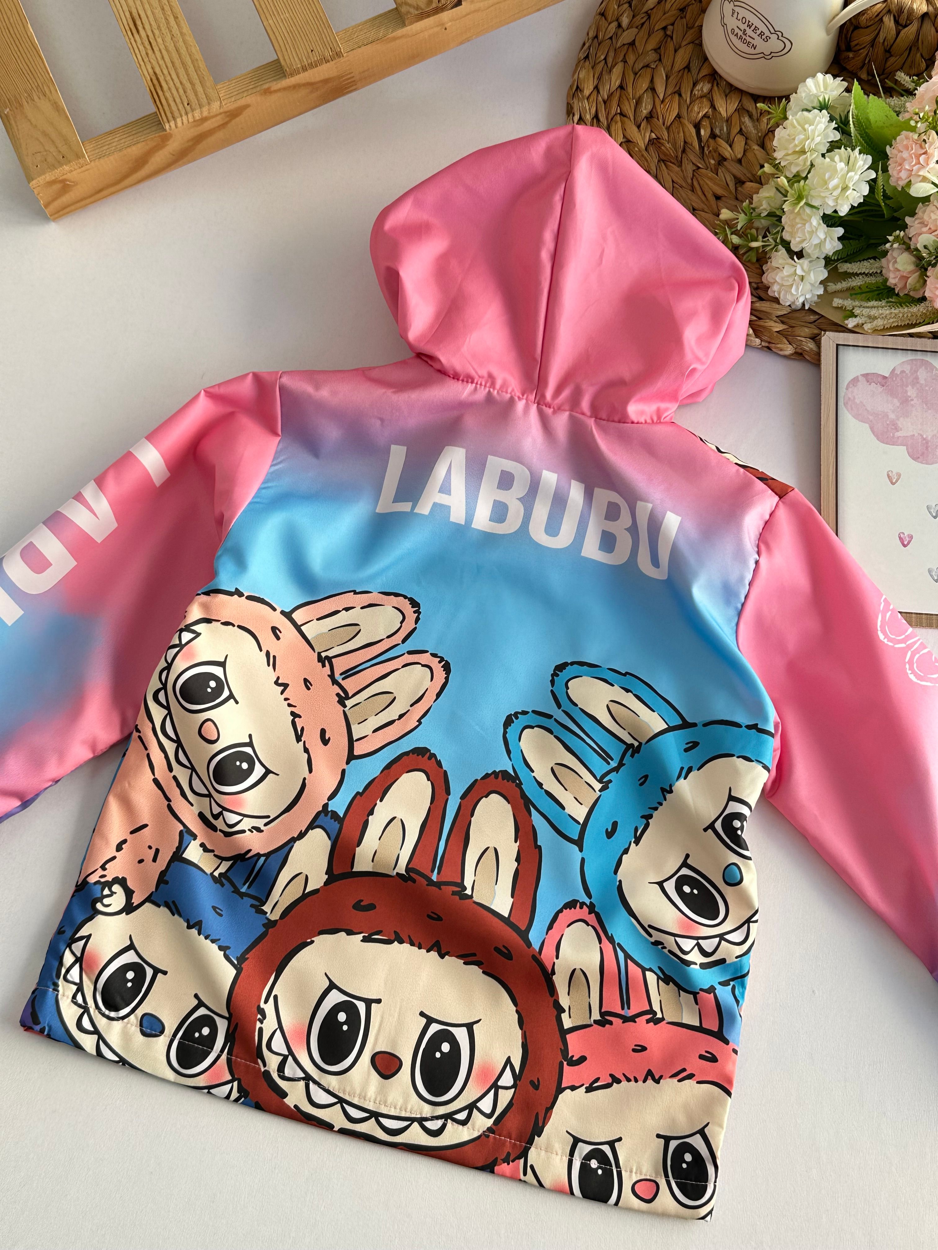 Kız Çocuk Pembe Labubu Yağmurluk