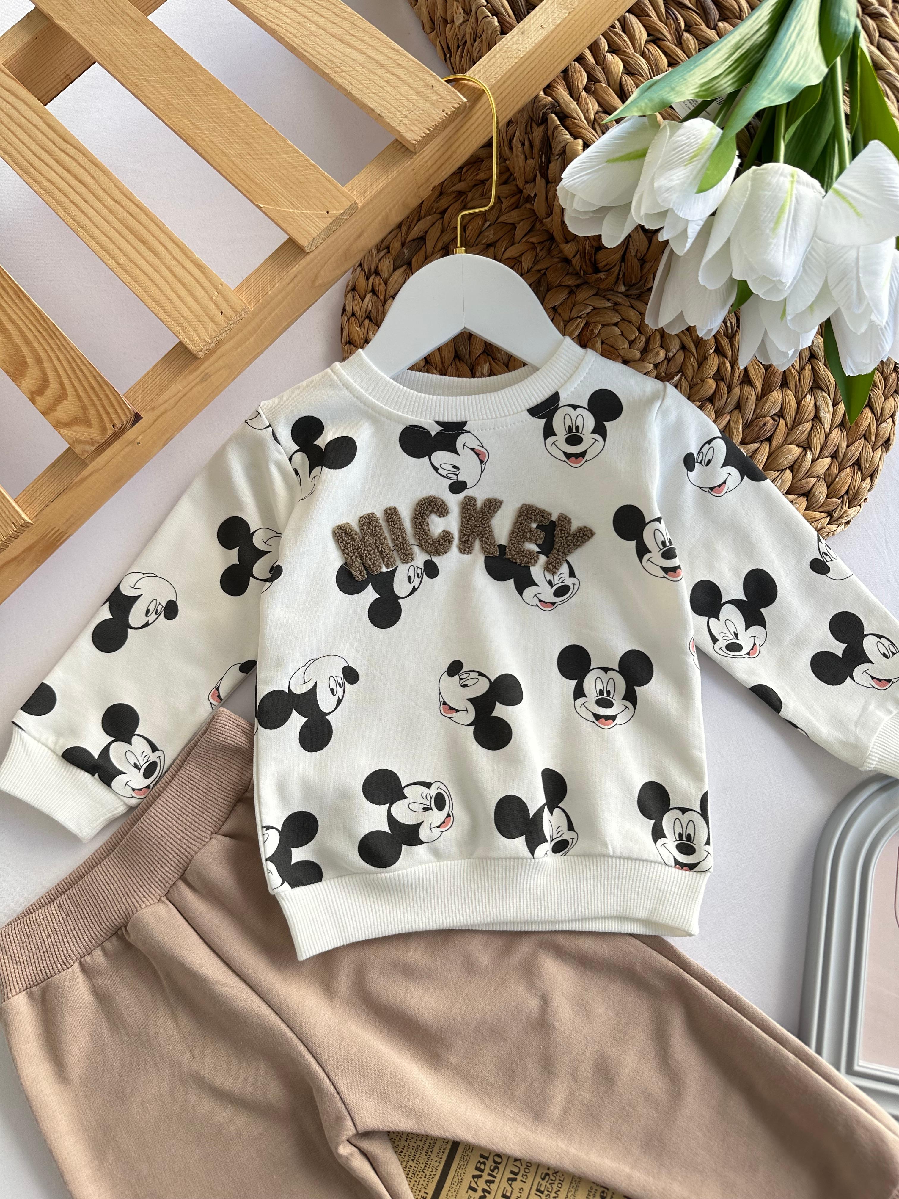 Erkek Bebek Bej Mickey Takım