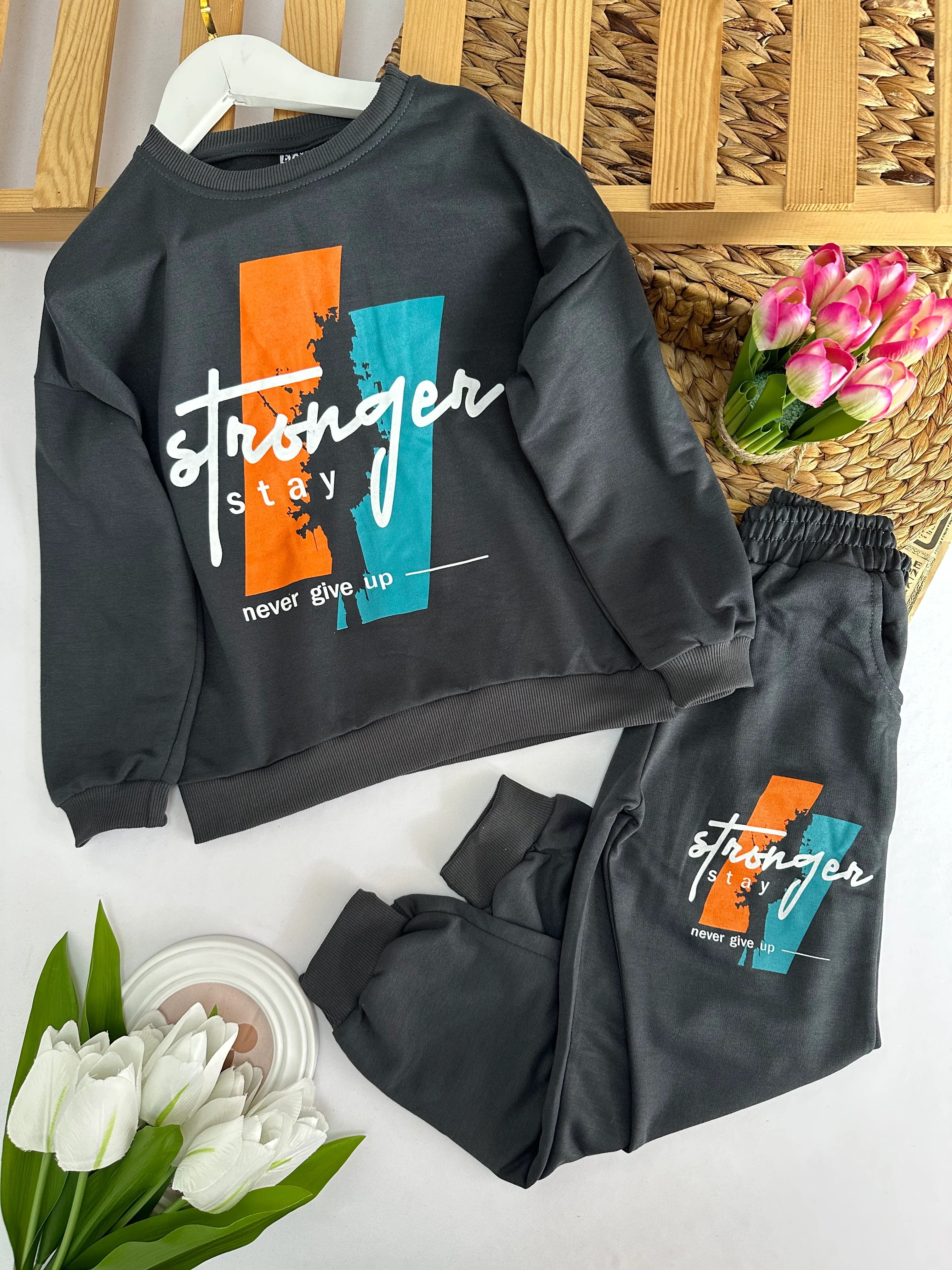 Erkek Çocuk Antrasit Stranger Takım