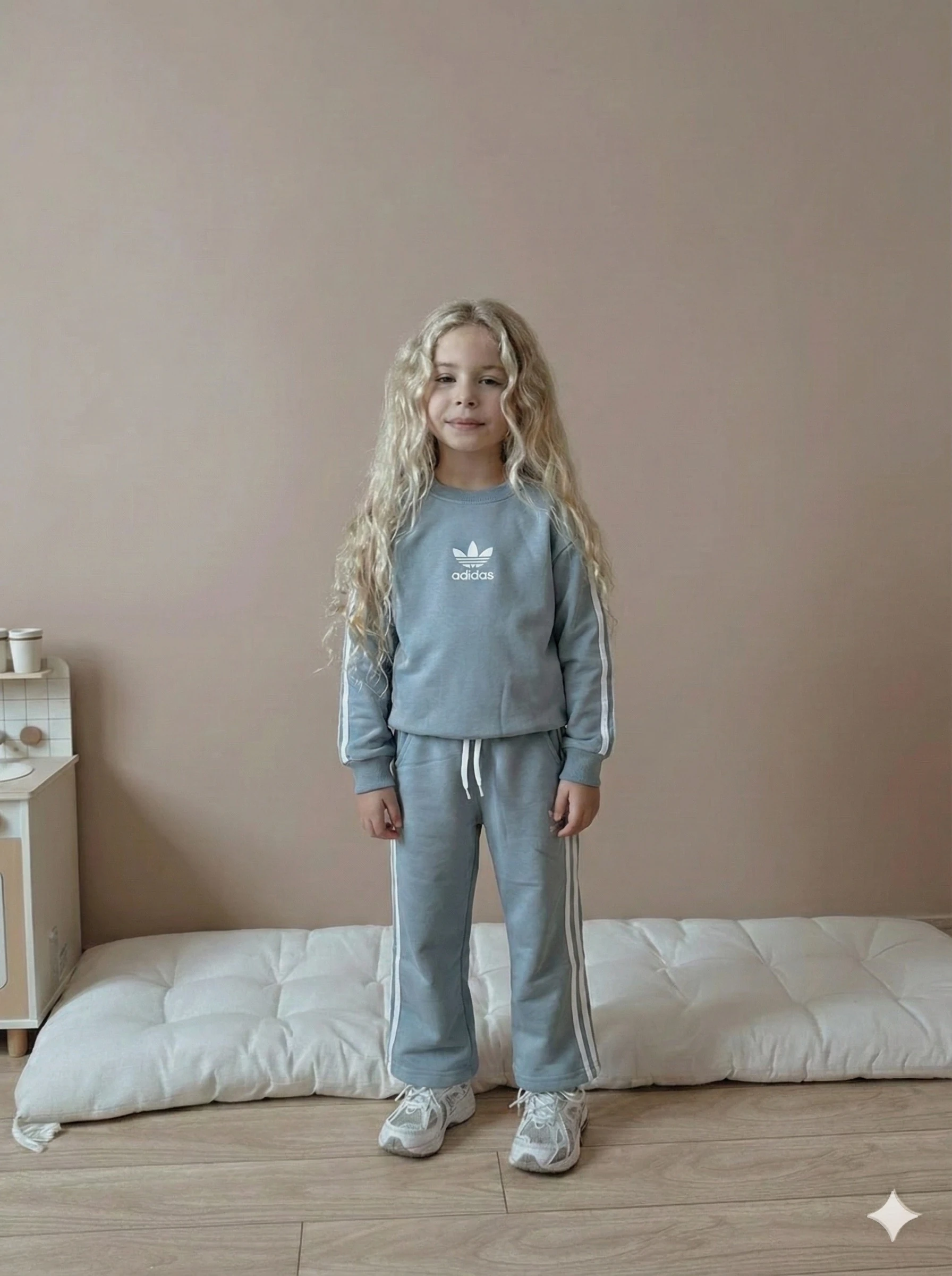 Kız Çocuk Gri Yandan Çizgili Takım 