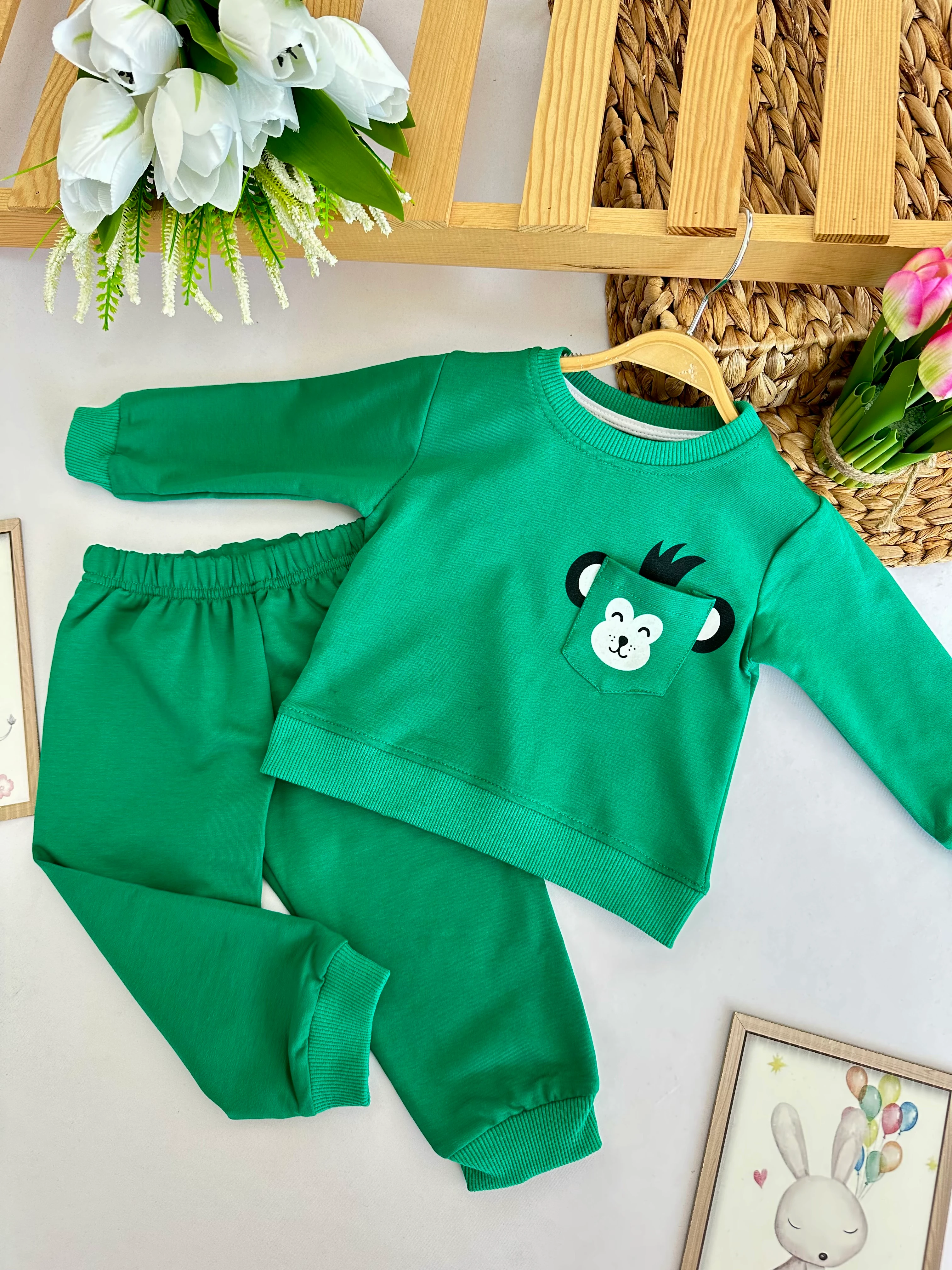 Erkek Çocuk Yeşil Maymuncuk 2'li Takım