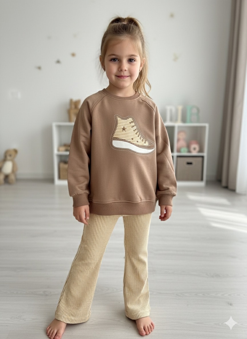 Kız Çocuk Kahve Ayakkabı  2’li Takım