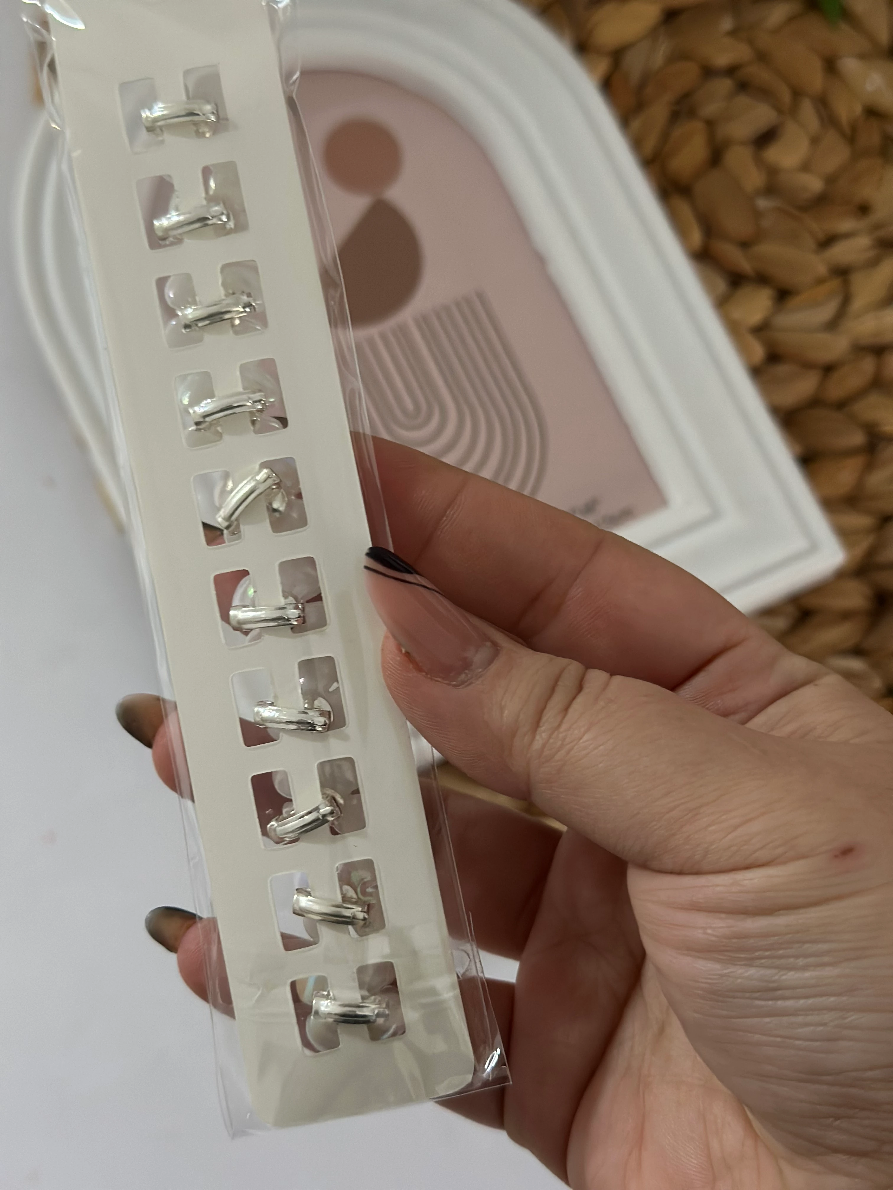 İnci Beyazı Çiçek  10'lu Charm Saç Yüzüğü