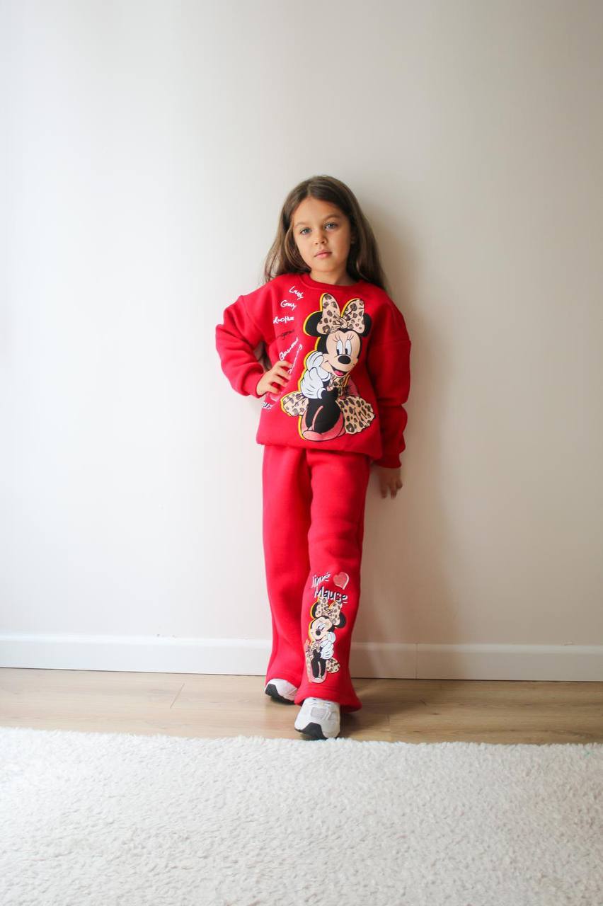 Kız Çocuk Kırmızı Minnie Mouse Alt-Üst Takım