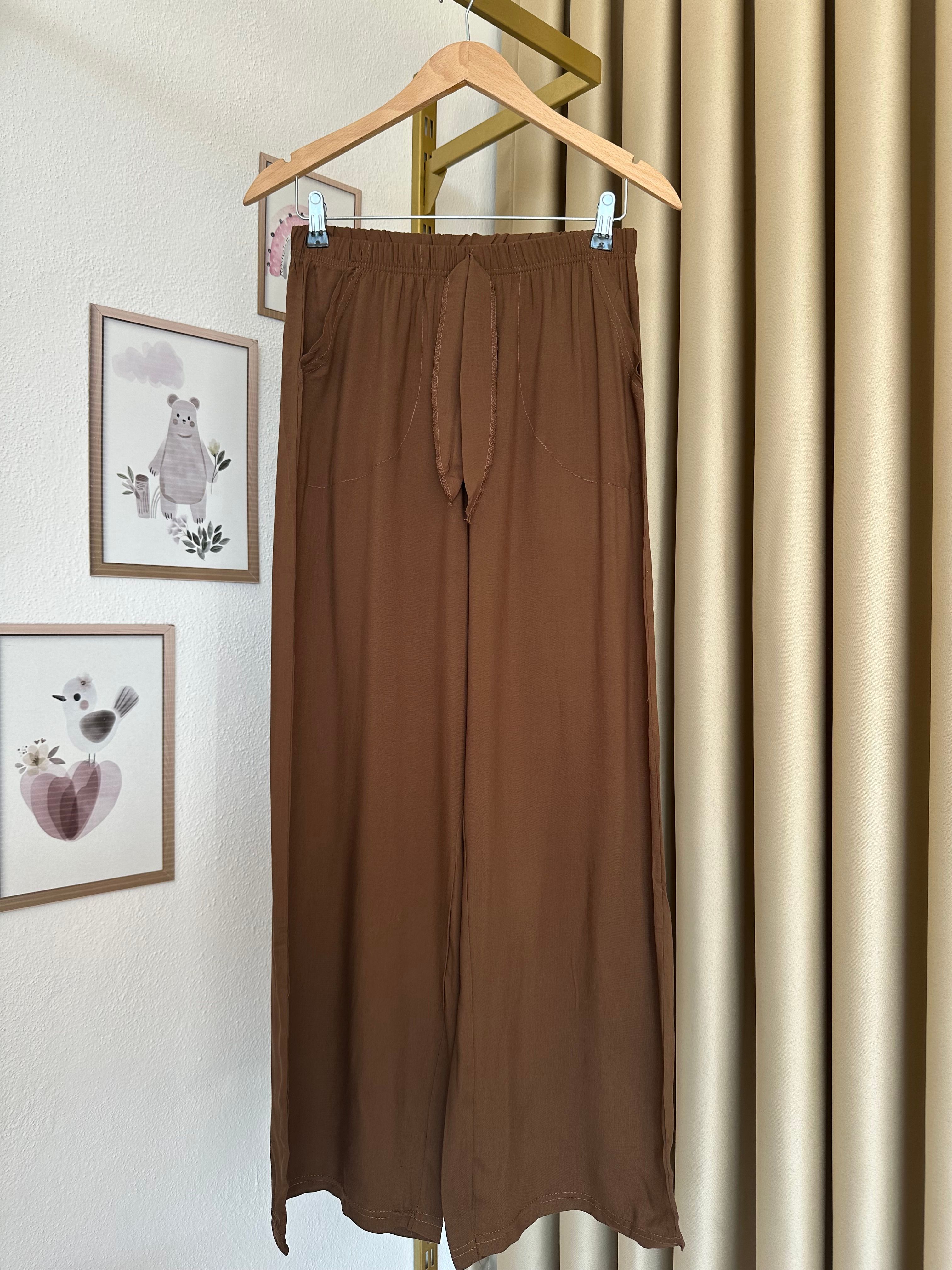 Kahverengi Cepli Kadın Tek Alt Pantolon