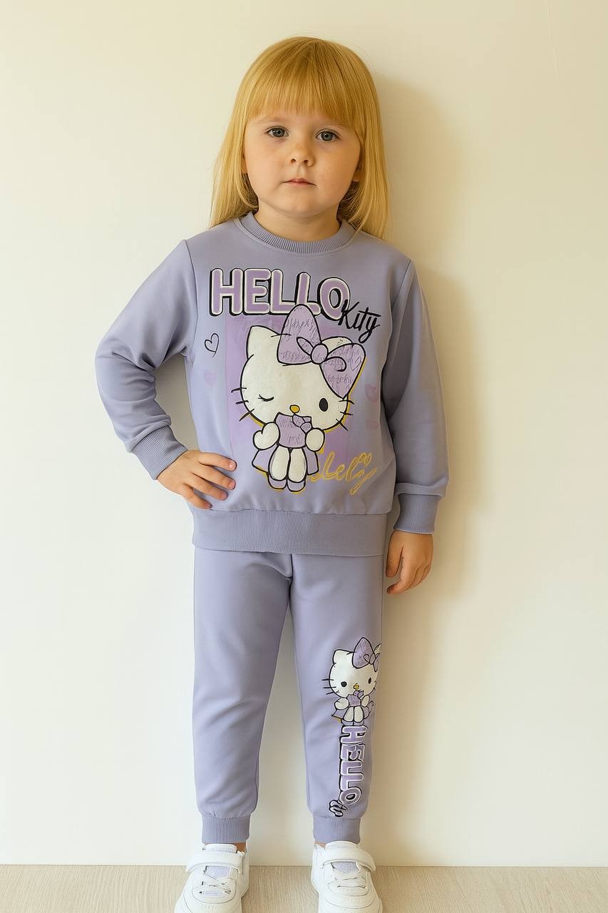 Kız Çocuk Lila Hello Kitty Baskılı 2'li Takım