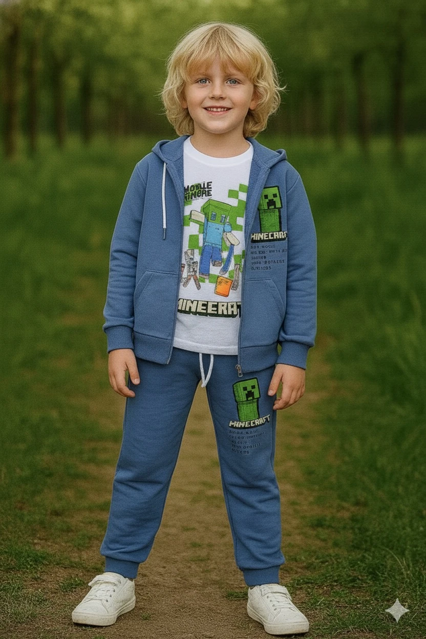 Erkek Çocuk Mavi Minecraft 3'lü Takım
