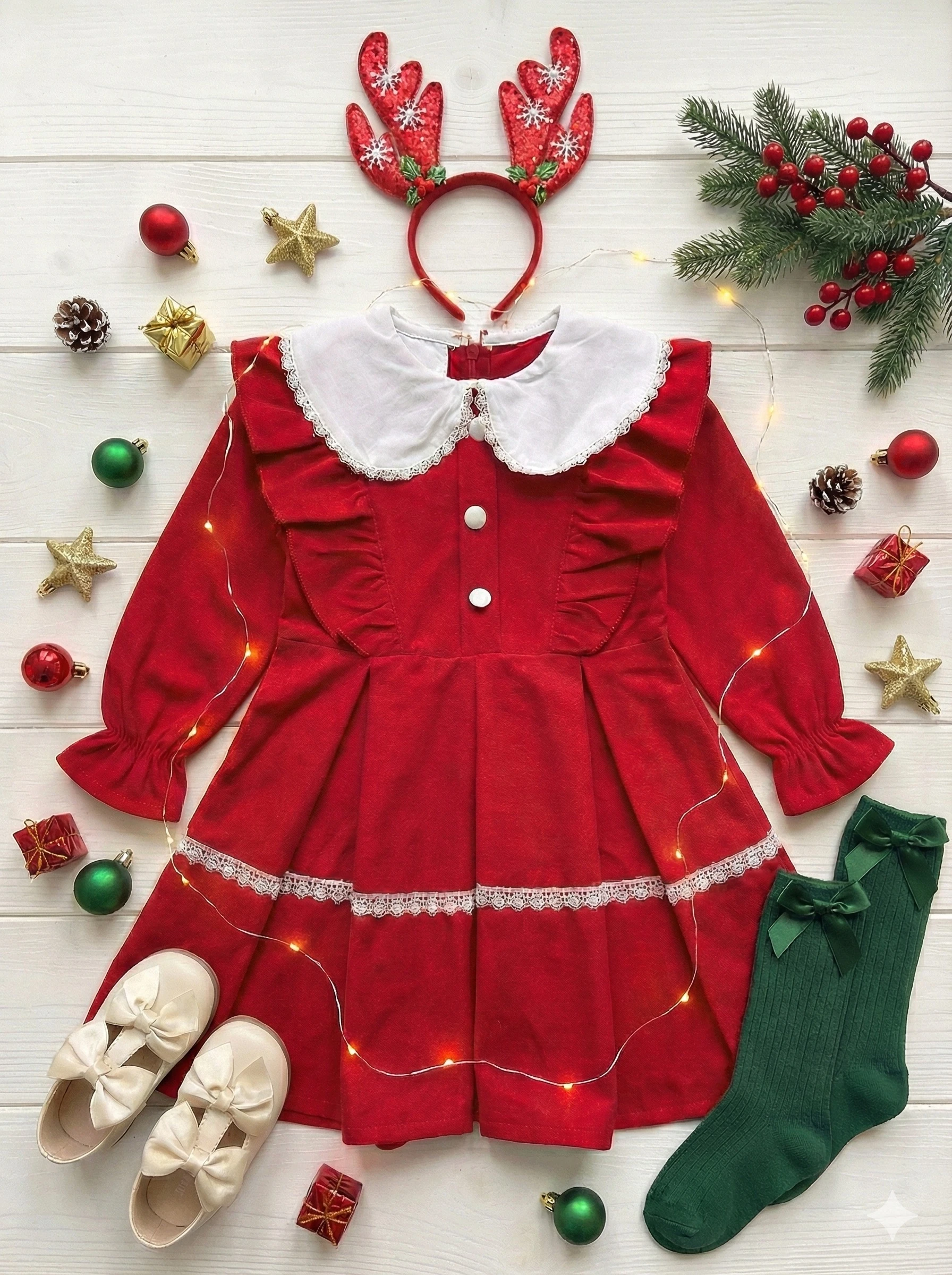 Kız Çocuk Bebe Yaka Yılbaşı Elbisesi