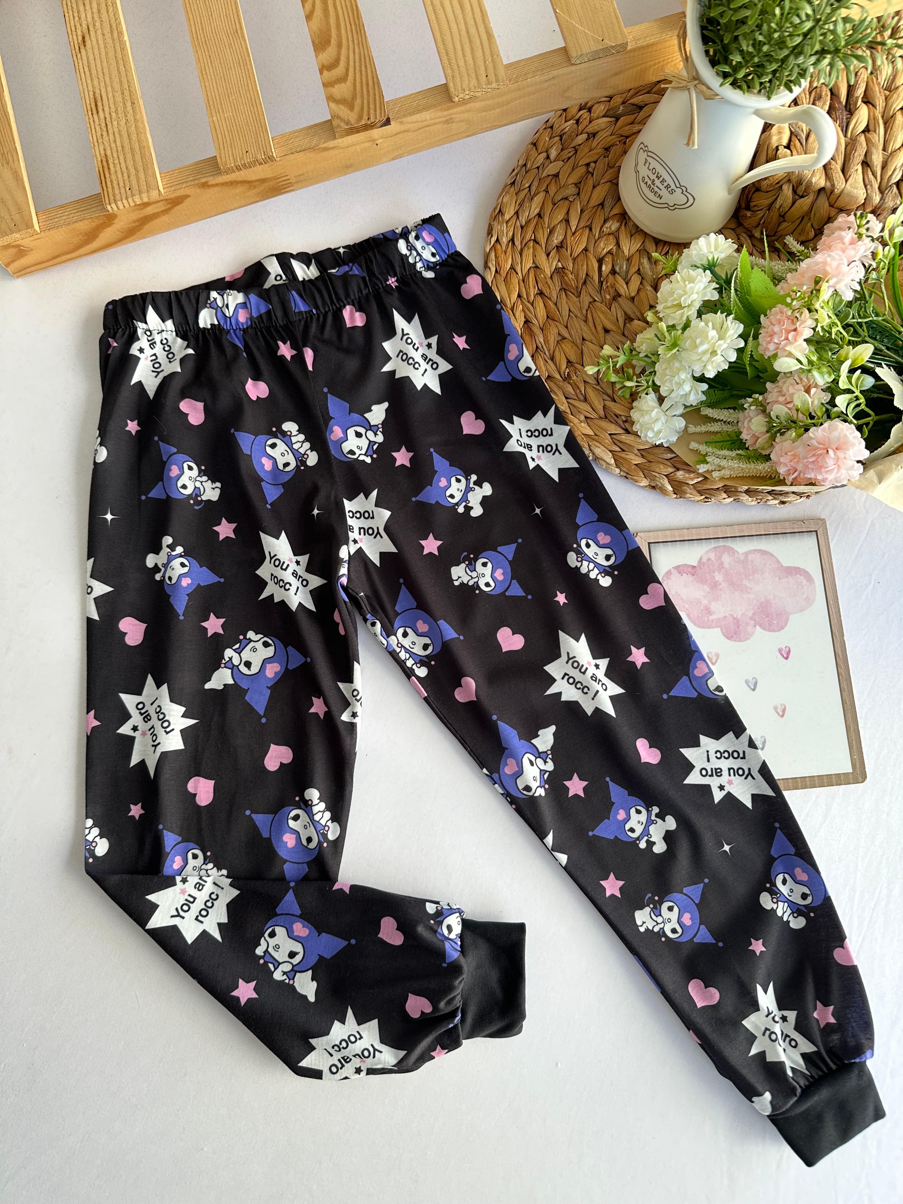 Kız Çocuk Kuromi Desenli Pijama Altı