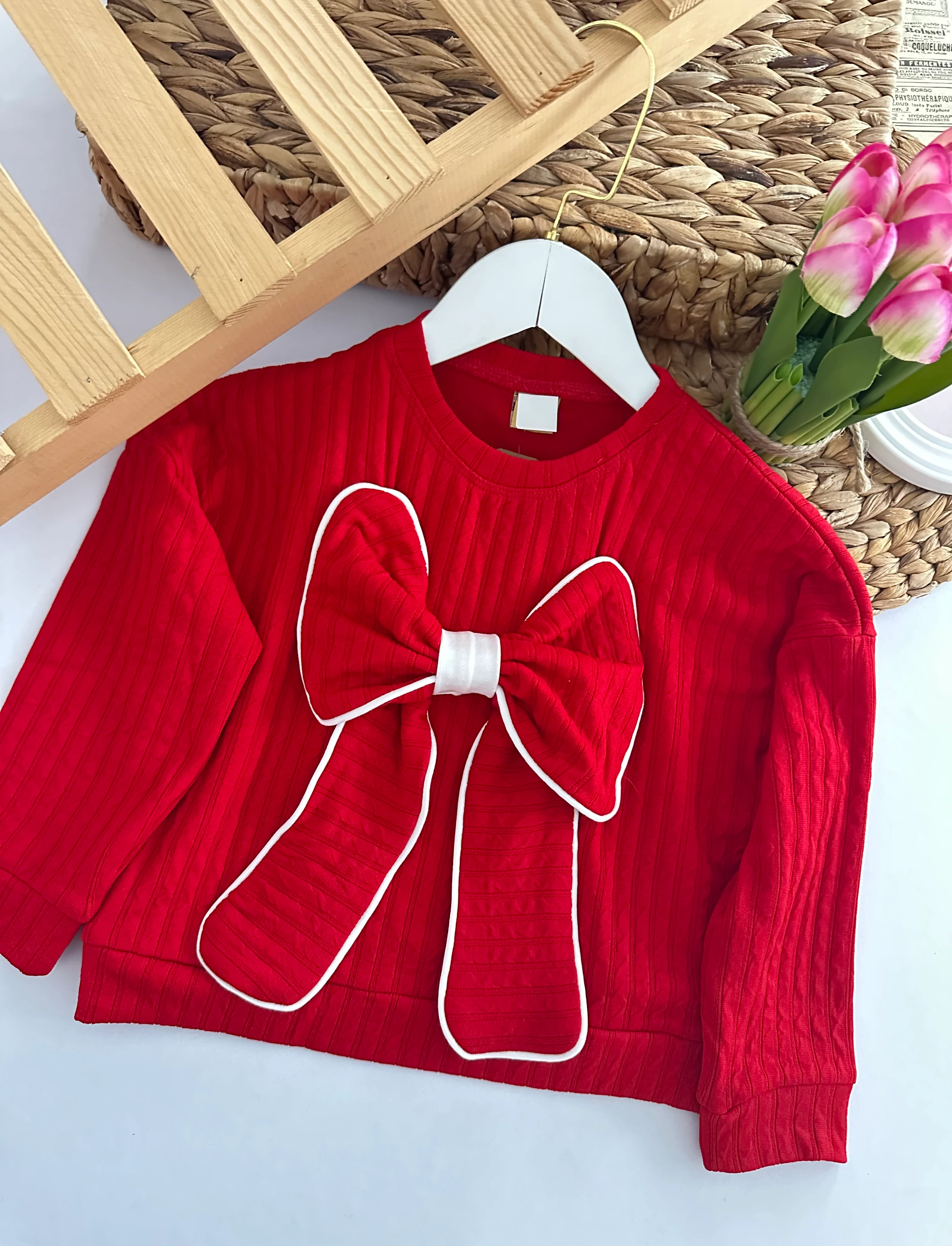 Kız Çocuk Kırmızı Büyük Fiyonk Badi