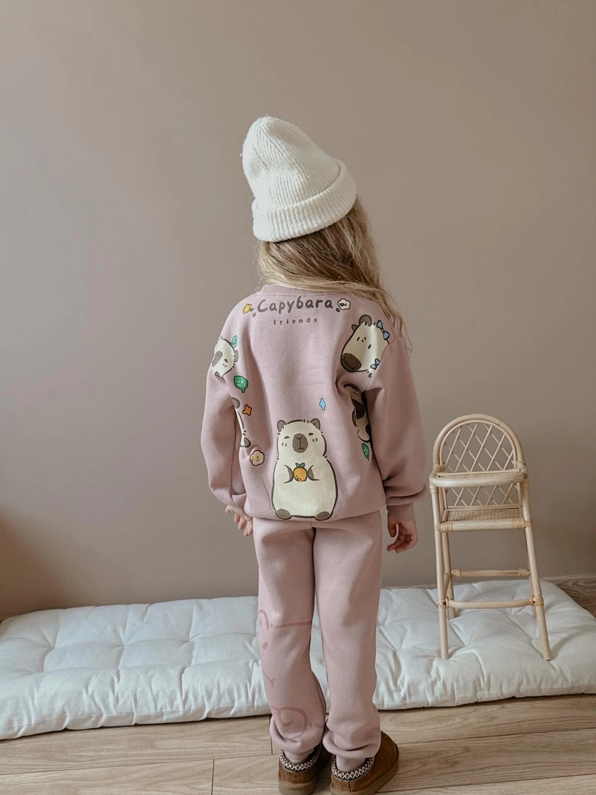 Kız Çocuk Gül Kurusu Capybara Alt-Üst Takım