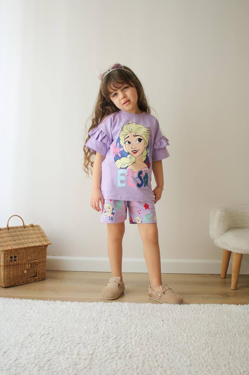 Kız Çocuk Lila Elsa Takım
