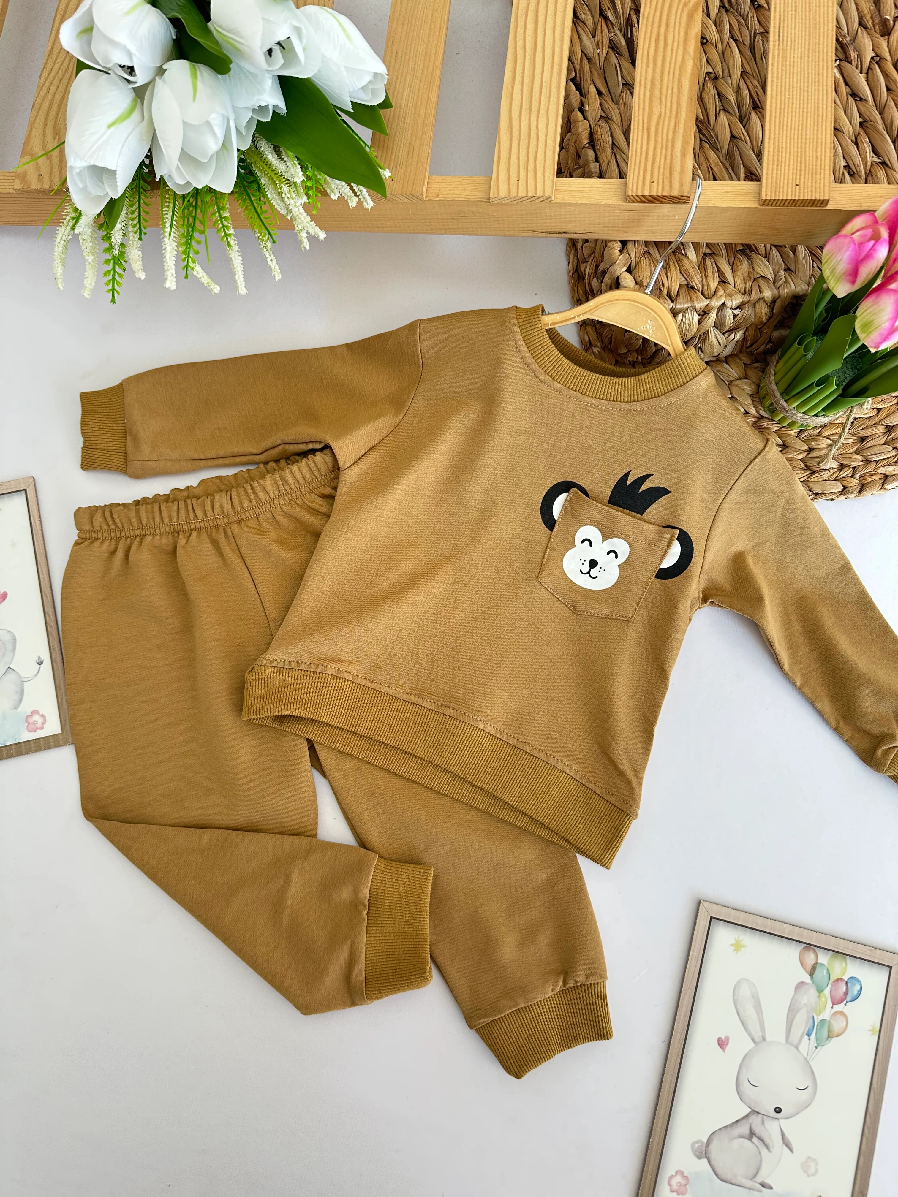 Erkek Çocuk Kahverengi Maymuncuk 2'li Takım