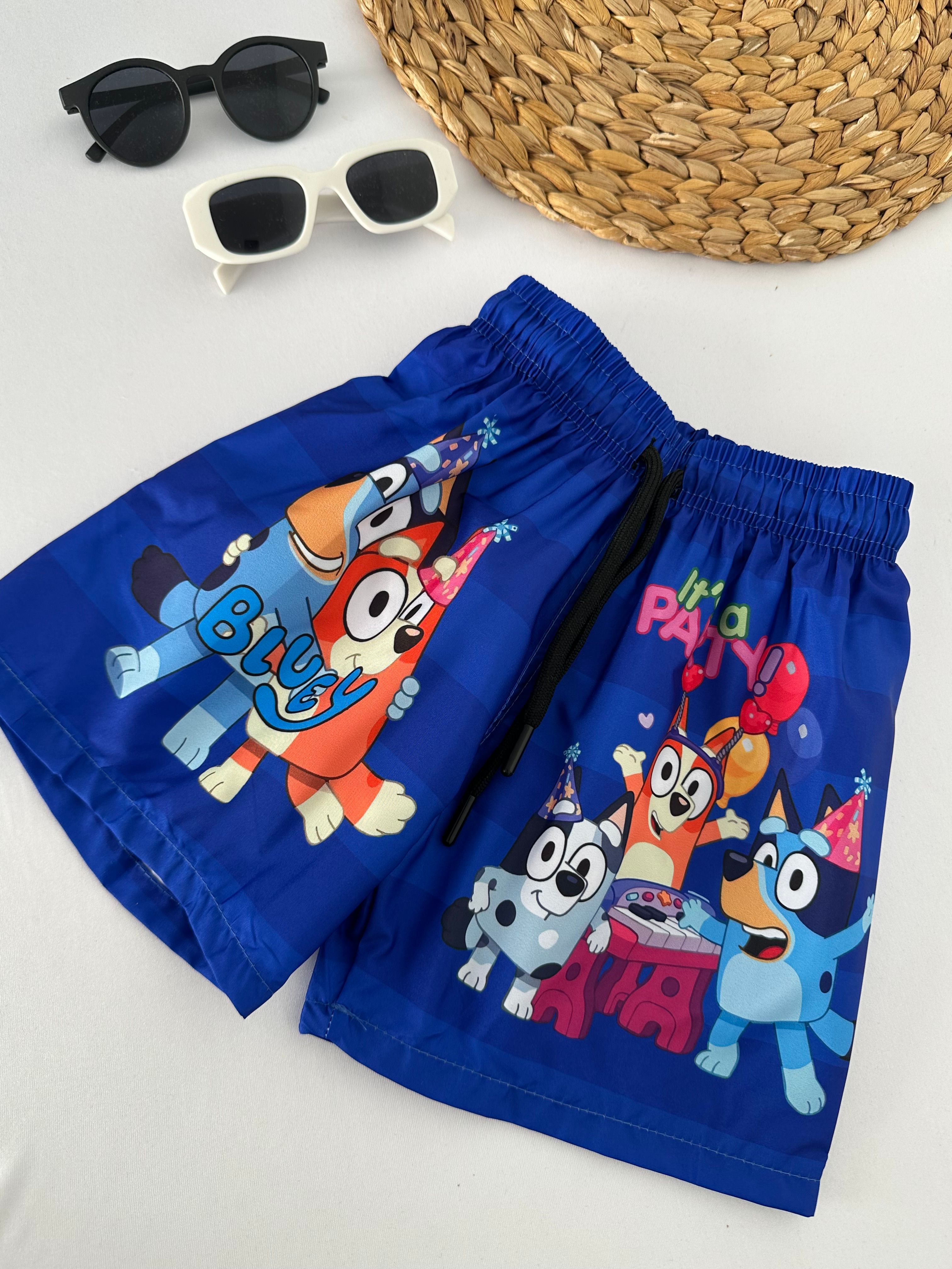 Erkek Çocuk Mavi Bluey Deniz Şortu