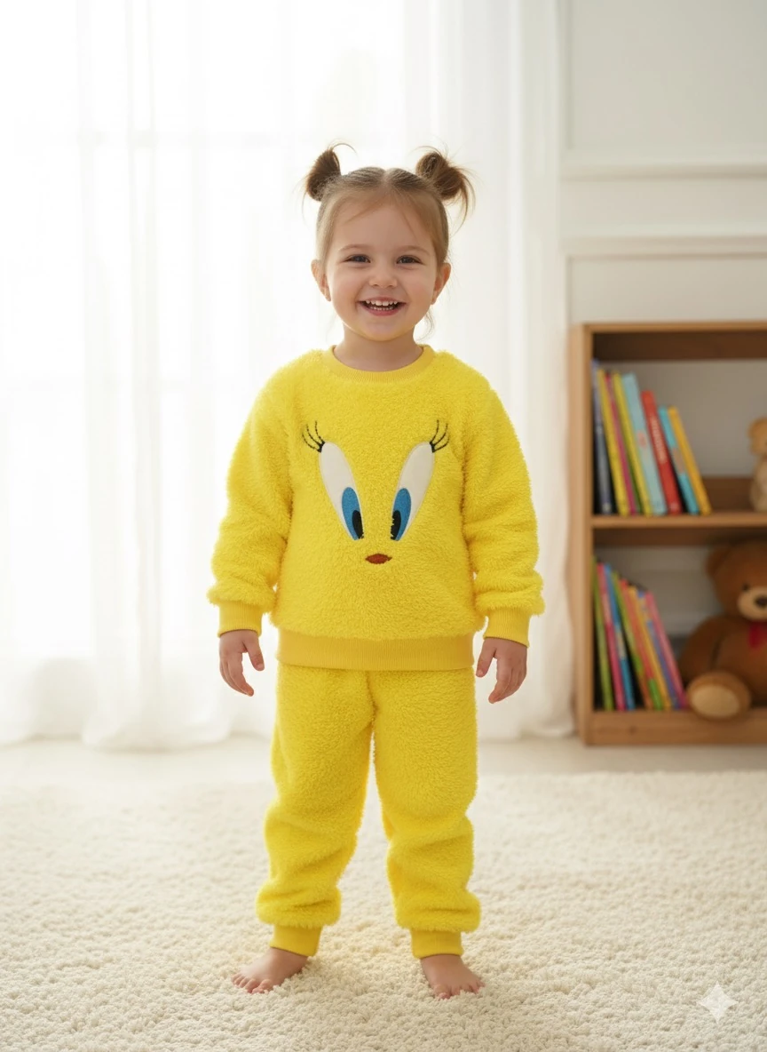 Kız Çocuk Sarı Tweety Peluş Takım