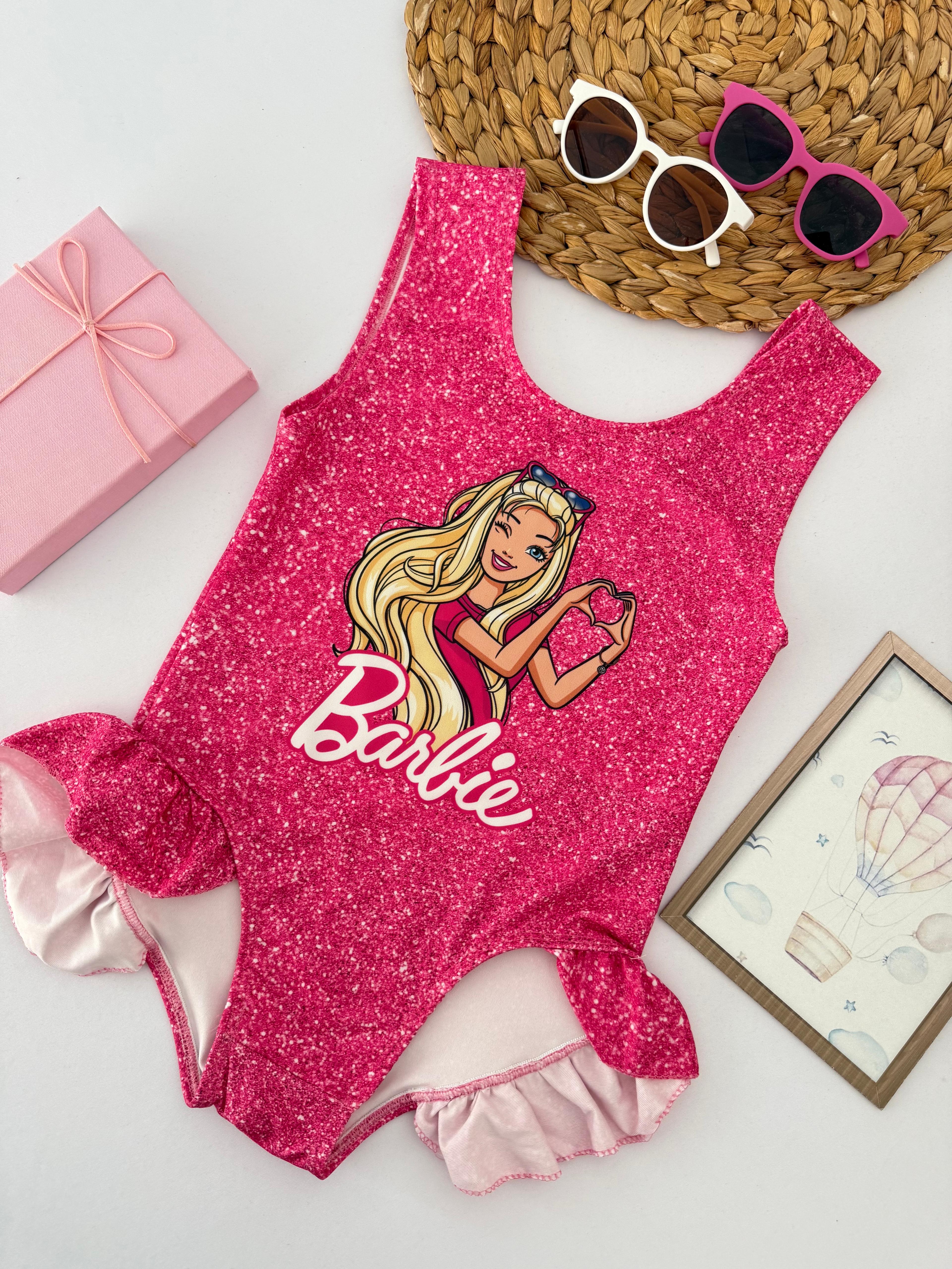 Kız Çocuk Fuşya Barbie Mayo
