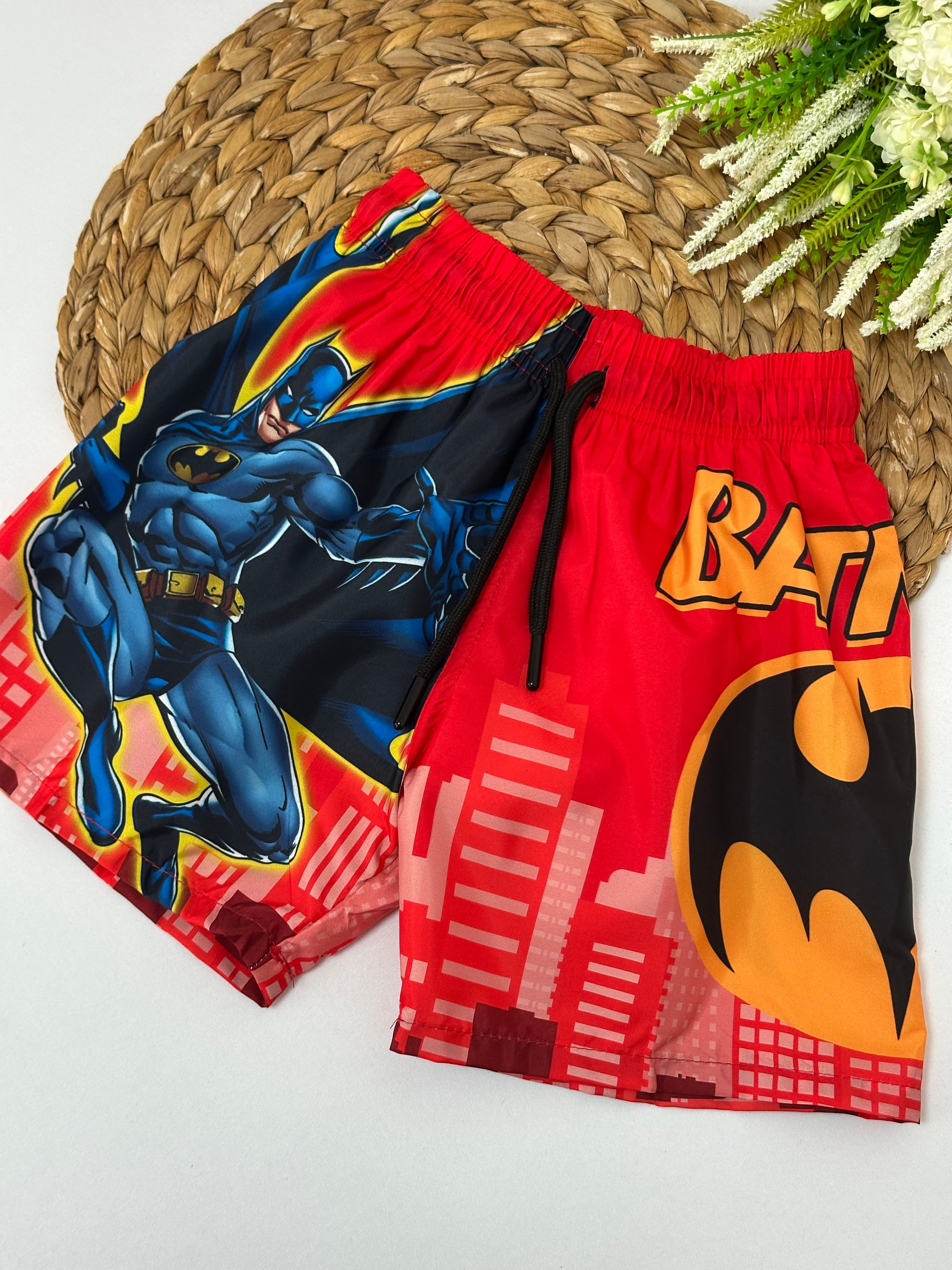 Erkek Çocuk Kırmızı Batman Deniz Şortu