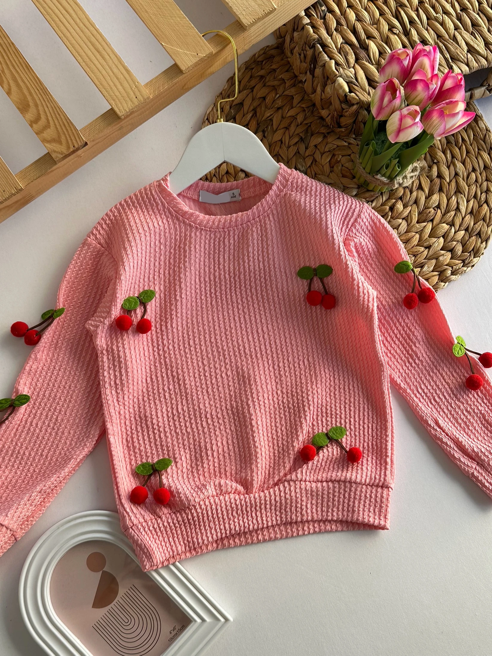 Kız Çocuk Pembe Kirazlı Badi