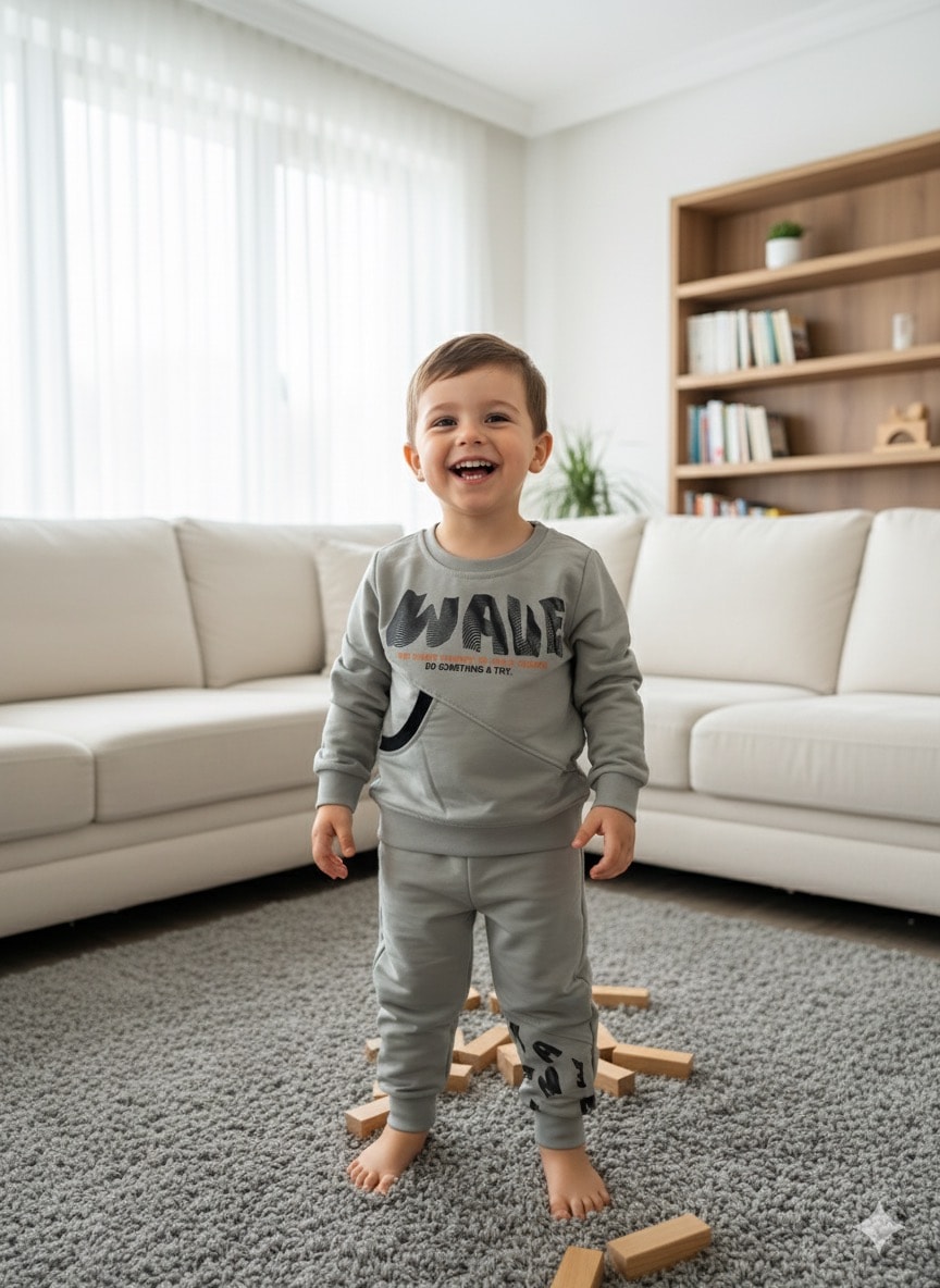 Erkek Çocuk Gri Wave Takım