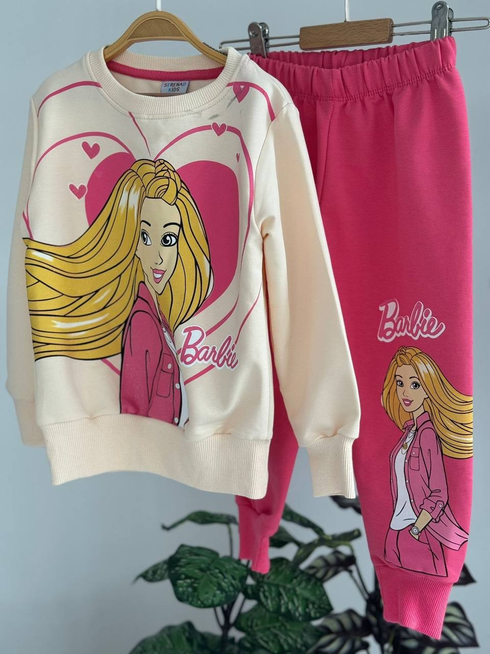 Kız Çocuk Fuşya Barbie Baskılı 2'li Takım