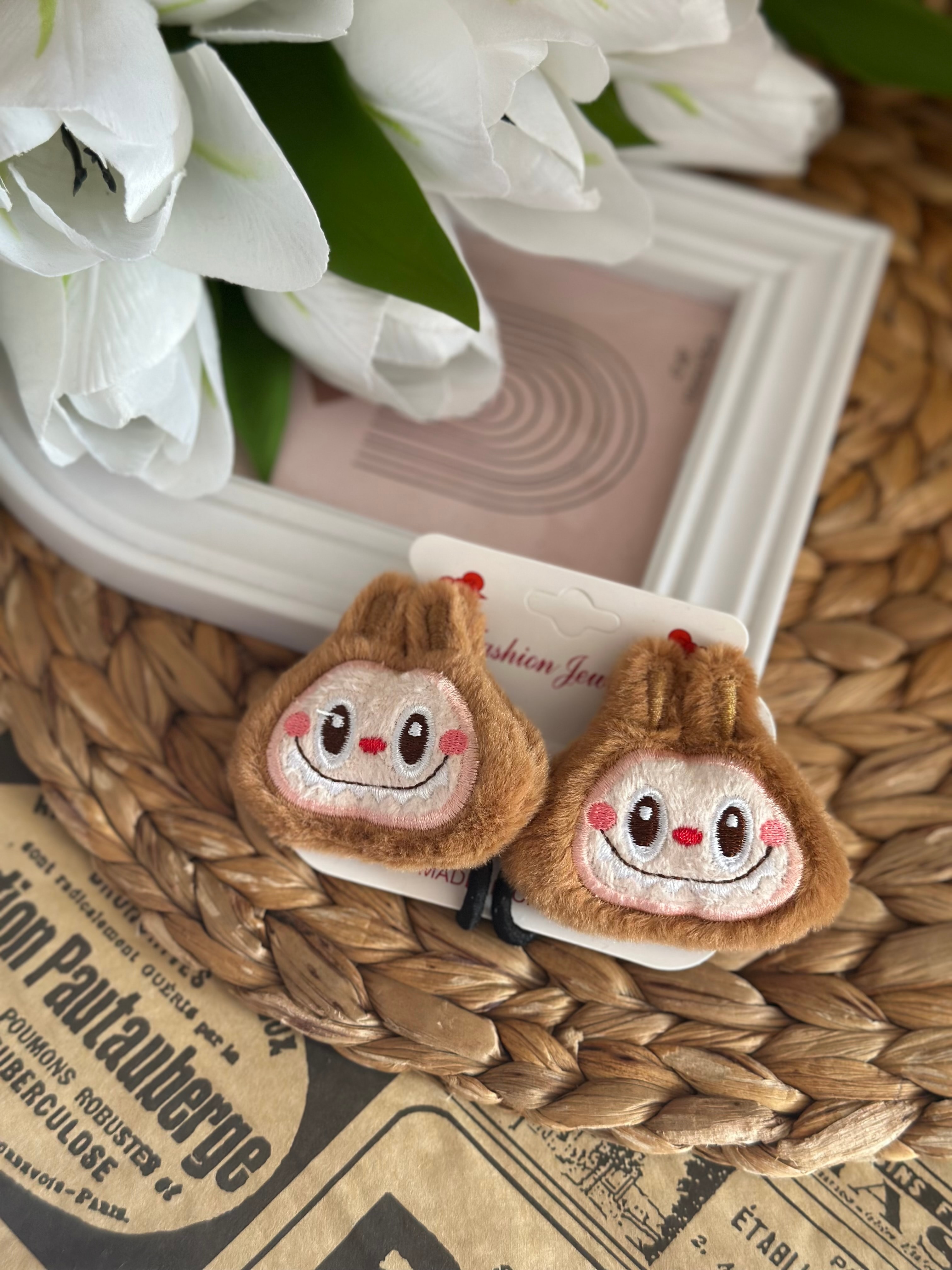 Labubu Kahverengi 2'li  Lastikli Toka