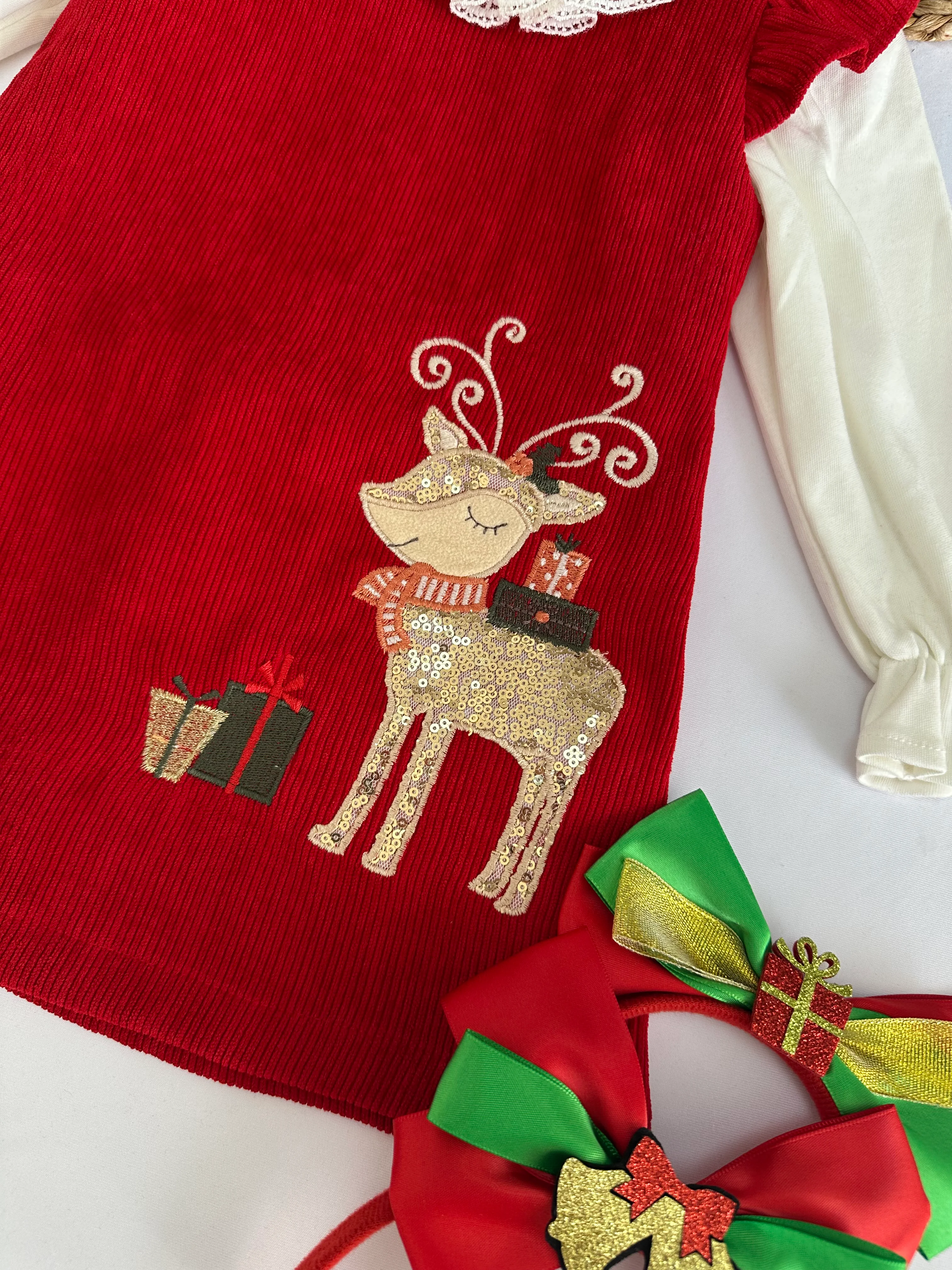 Kız Çocuk Kırmızı Yılbaşı Elbisesi