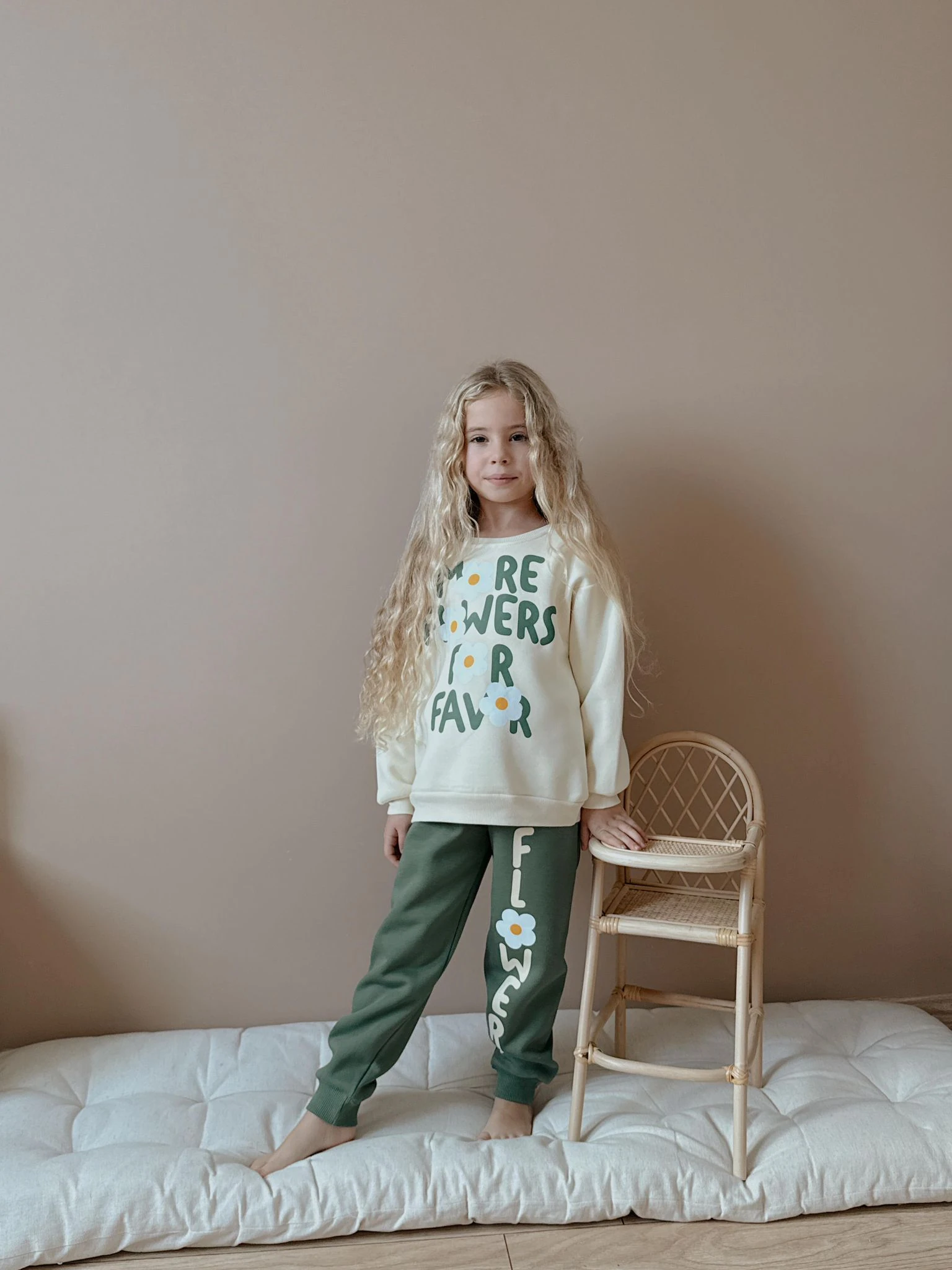 Kız Çocuk Yeşil Çiçekli 2’li Takım
