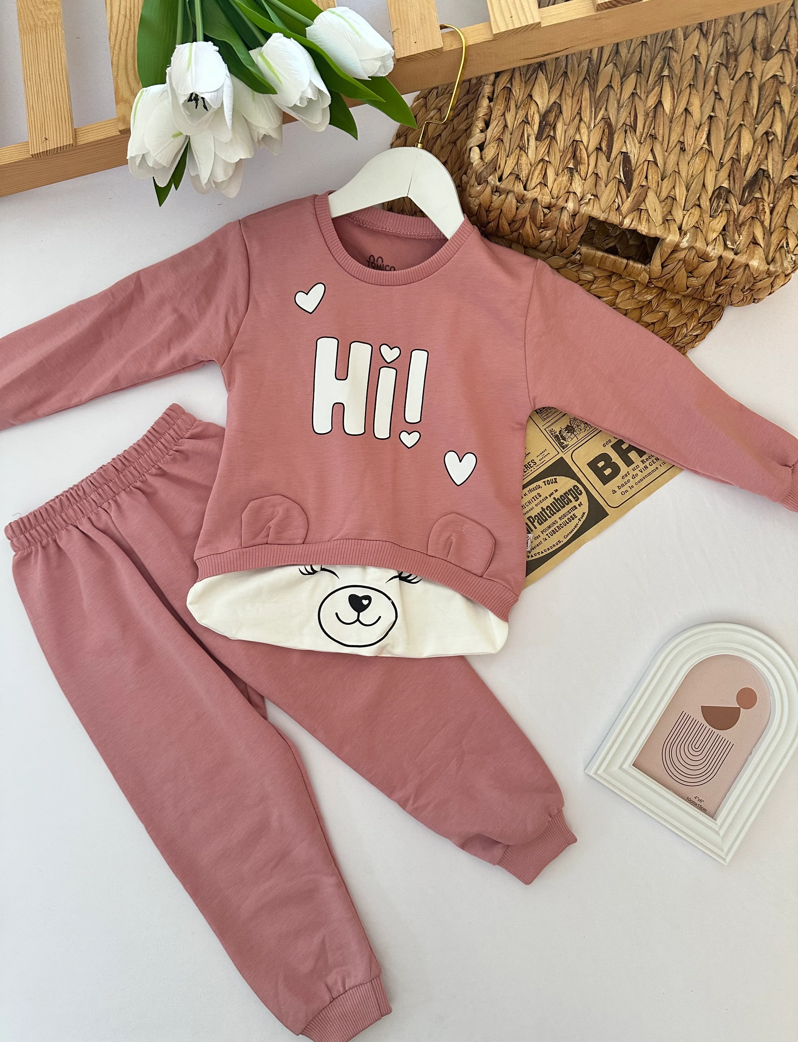 Kız Çocuk Gül Kurusu Ayıcık 2'li Takım