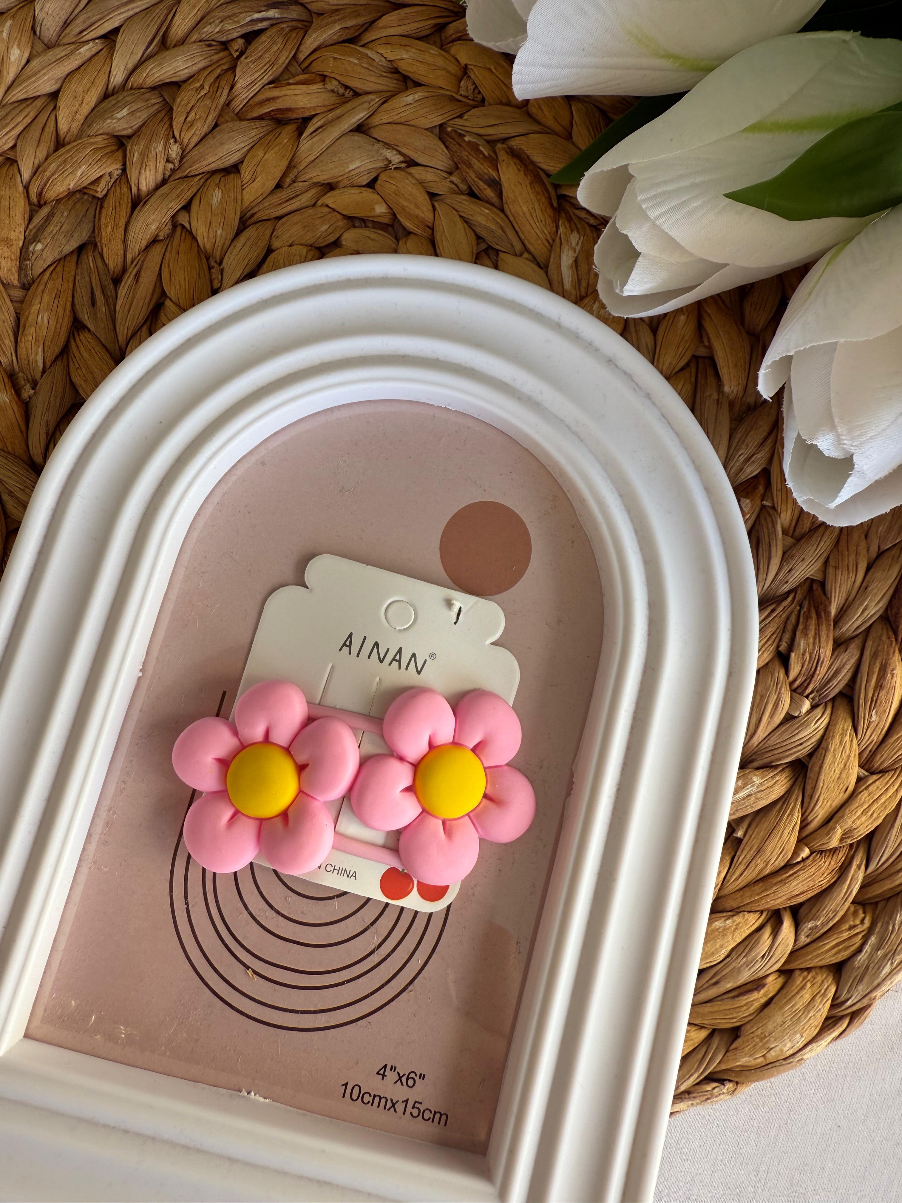 Pembe Papatyalı Çıtçıt Toka