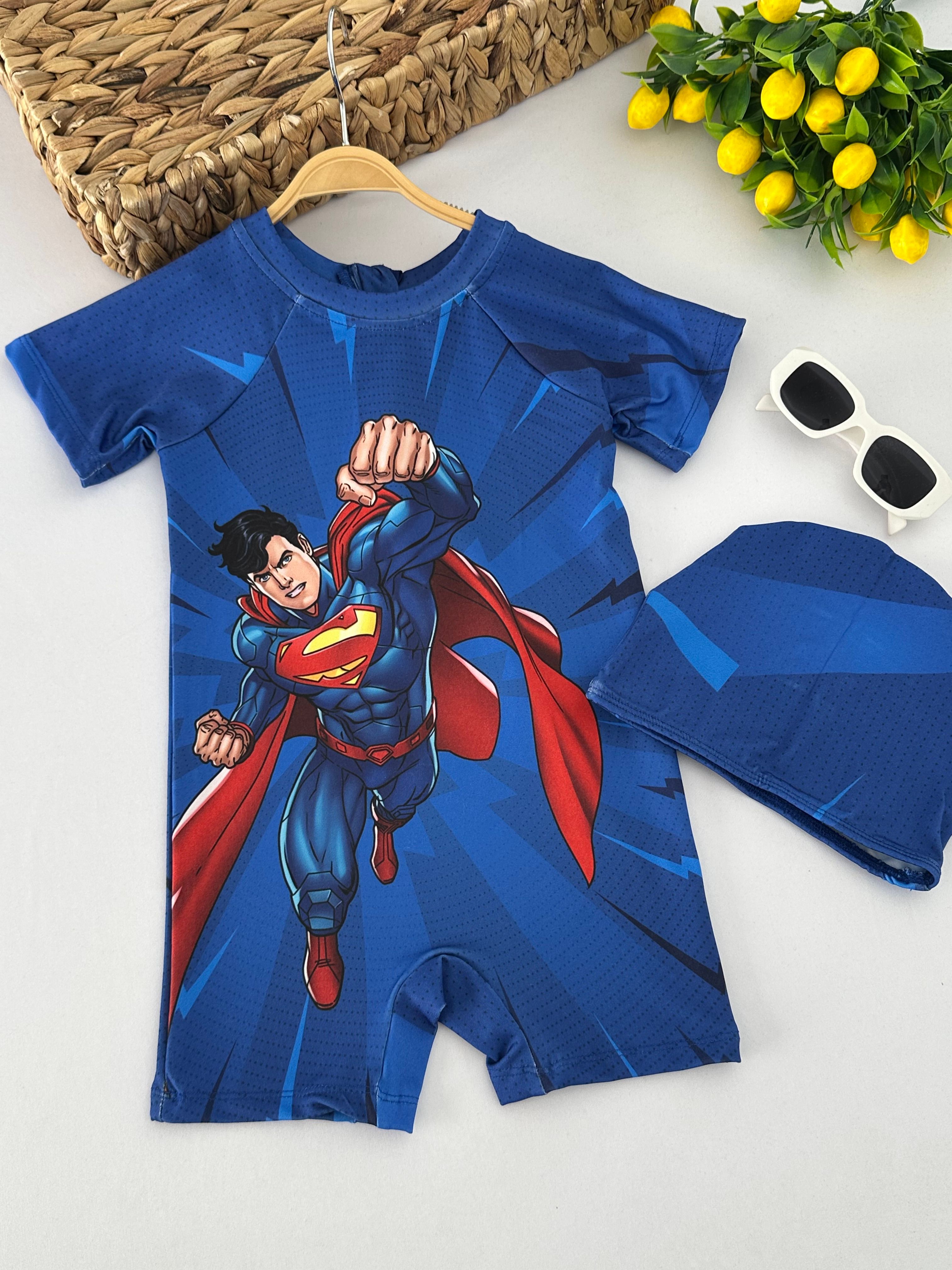 Erkek Çocuk Mavi Superman Boneli Mayo