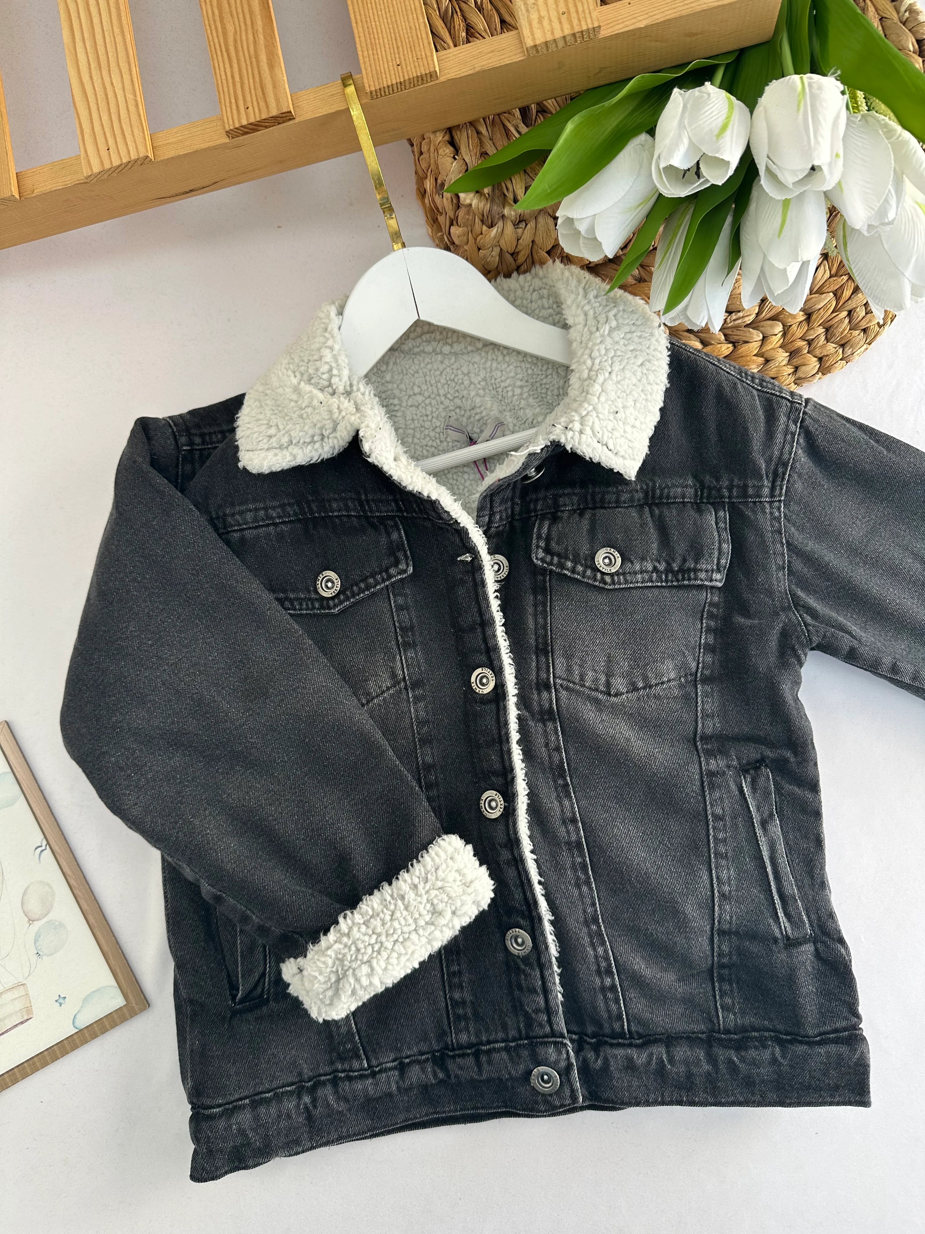 Füme  İçi Yünlü Kot Ceket